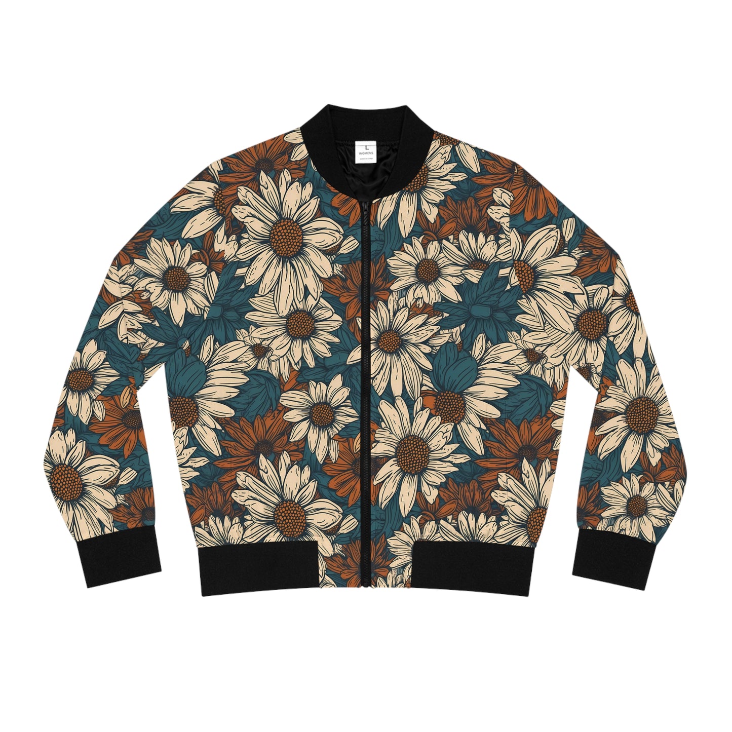 Daisy Floral Flowers Bomber Jacket | Women’s Casual Fashion Outerwear