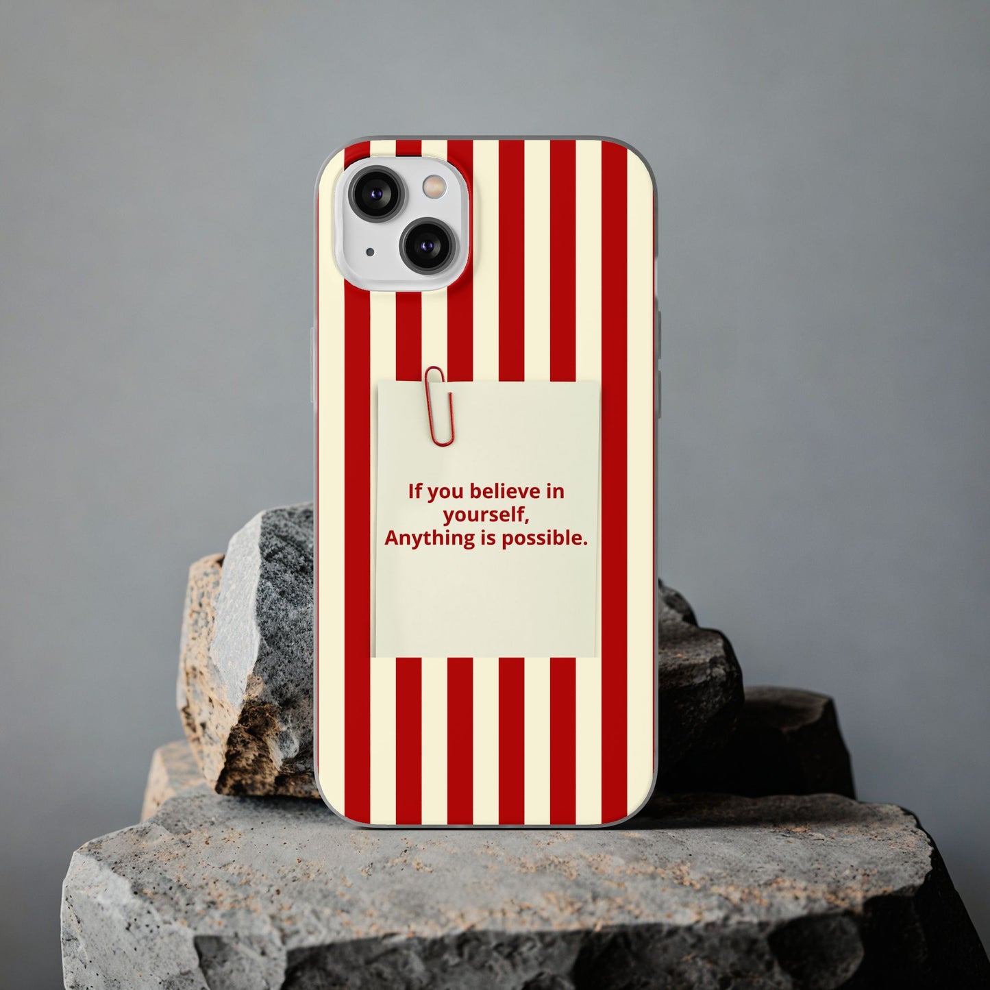 Personalized Custom Text Inspirational Striped Phone Case. “If you believe in yourself, Anything is possible.”
