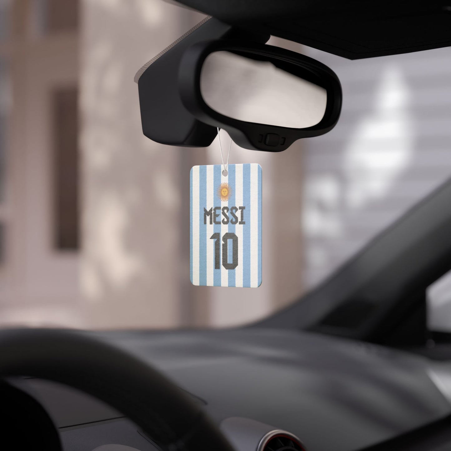 Personalized Name and Number Argentina Blue Stripes Car Air Freshener | Football Soccer Jersey Sport Style Fans Gift Ideas