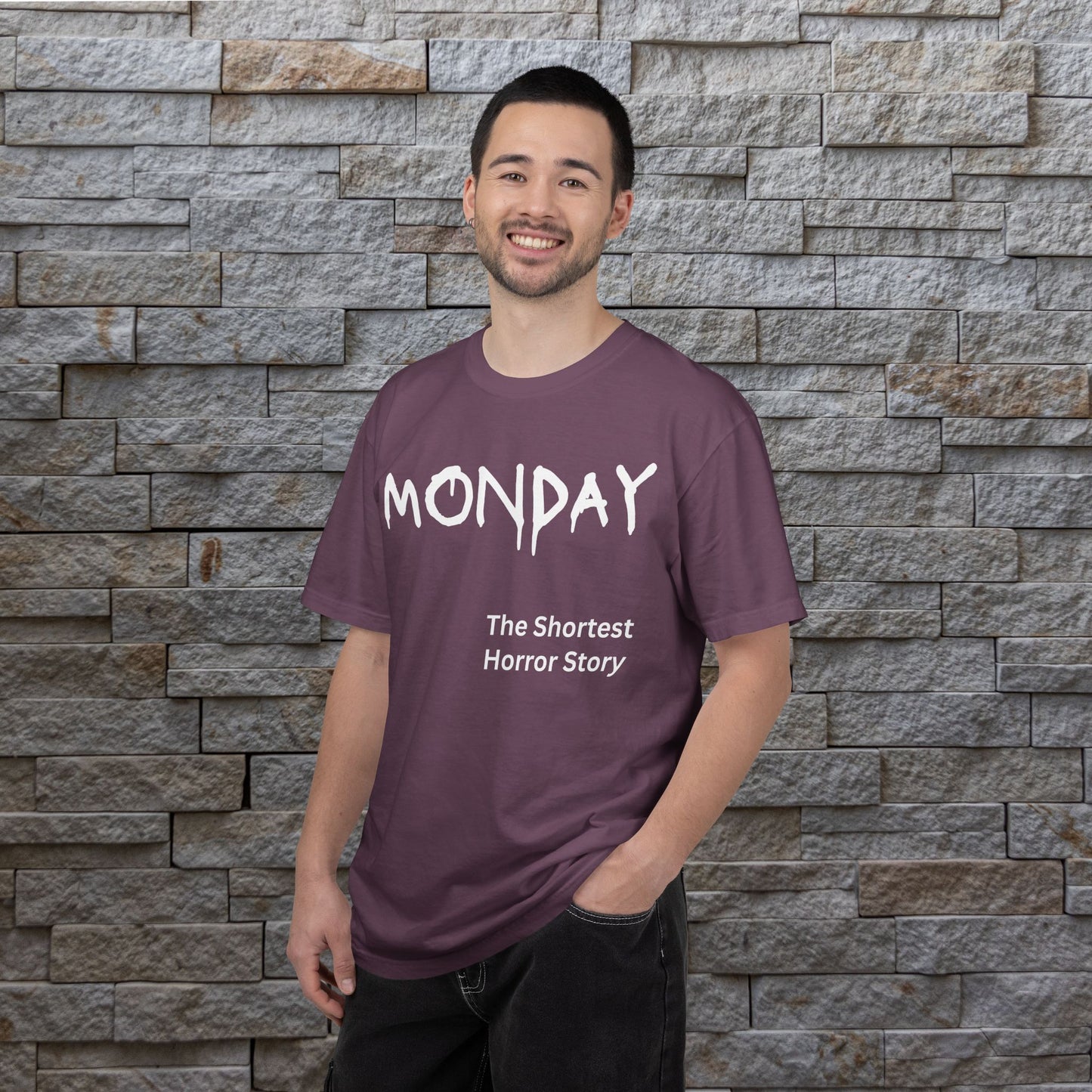 Monday The Shortest Horror Story Garment-dyed Cotton T-Shirt | Birthday Christmas Funny Work Meme Gift Idea