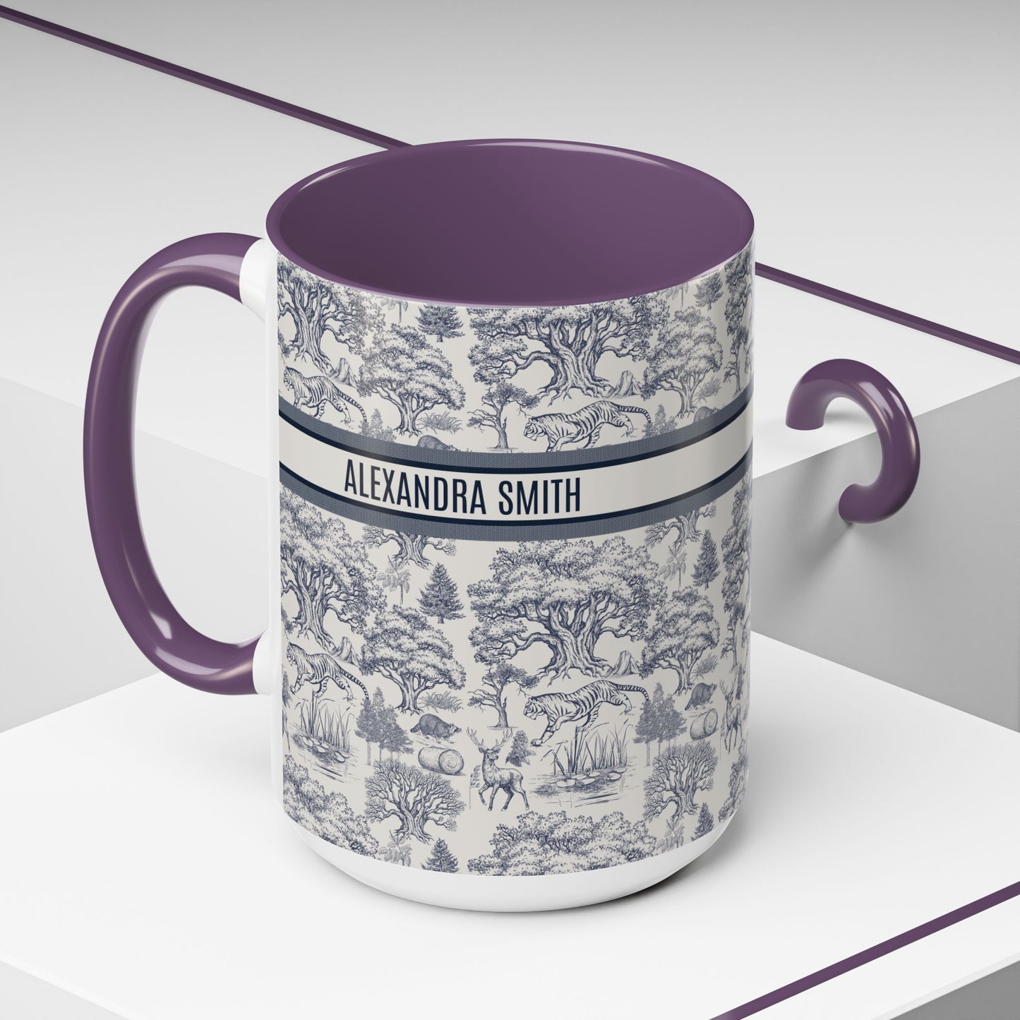 Personalized Name Luxury Vintage Toile De Jouy French Nature Landscape Seamless Pattern Fashion Art Mug Version 2 Christmas Birthday Anniversary Gifts