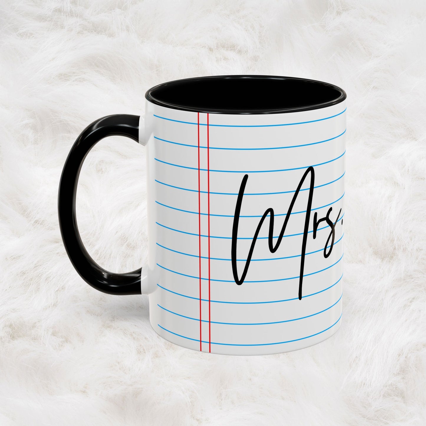 Personalized Name College Ruled Lined Coffee Tea Mug | Student Teacher Back to School Motivation Gift Idea