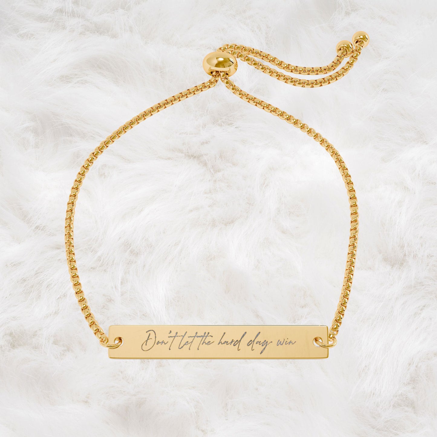 Don't Let The Hard Day Win Engraved Adjustable Chain Bar Bracelet | Gift Idea