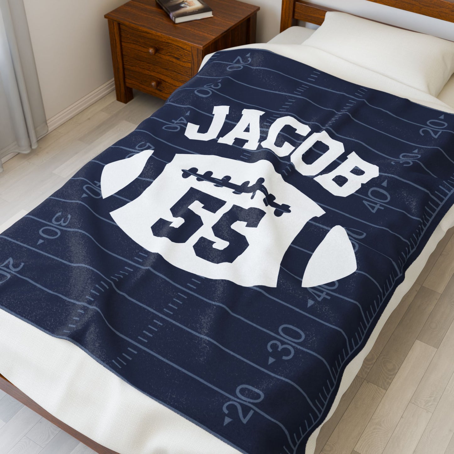 Personalized Name and Number Sport Football Velveteen Plush Blanket