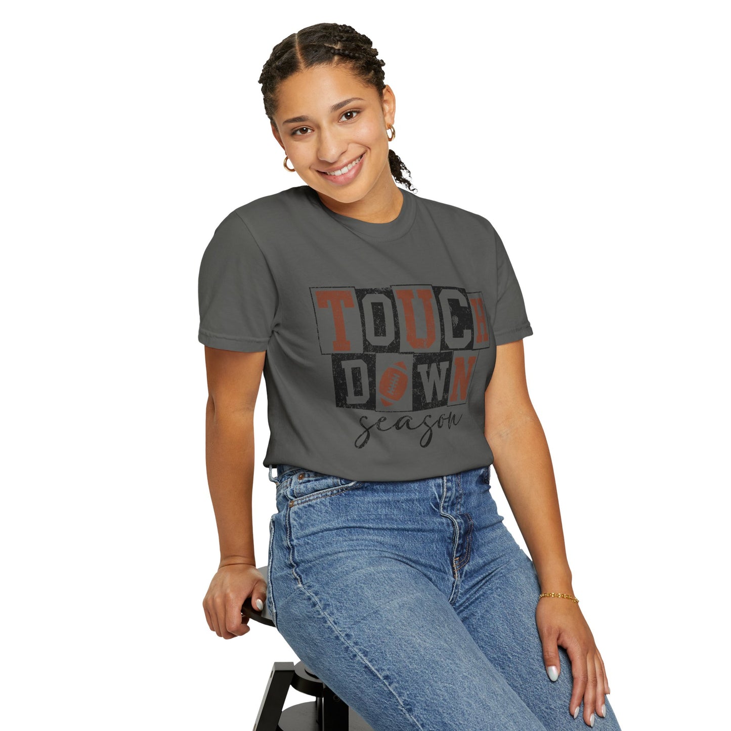 Football Season Unisex Garment-dyed Tee Comfort Color T-shirt - Touch Down Gift Ideas