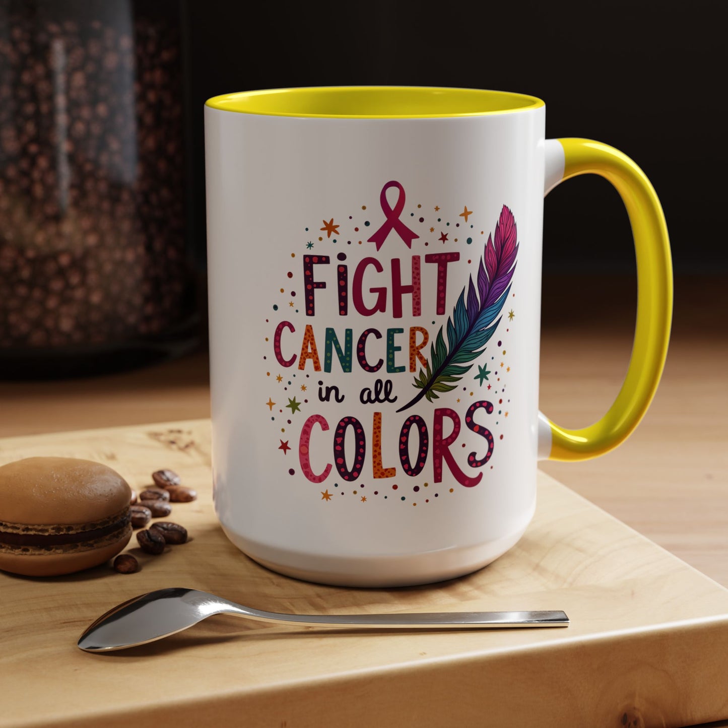 “Fight Cancer in All Colors” Mug | Inspirational Souvenir Coffee & Tea Cup Gift Idea