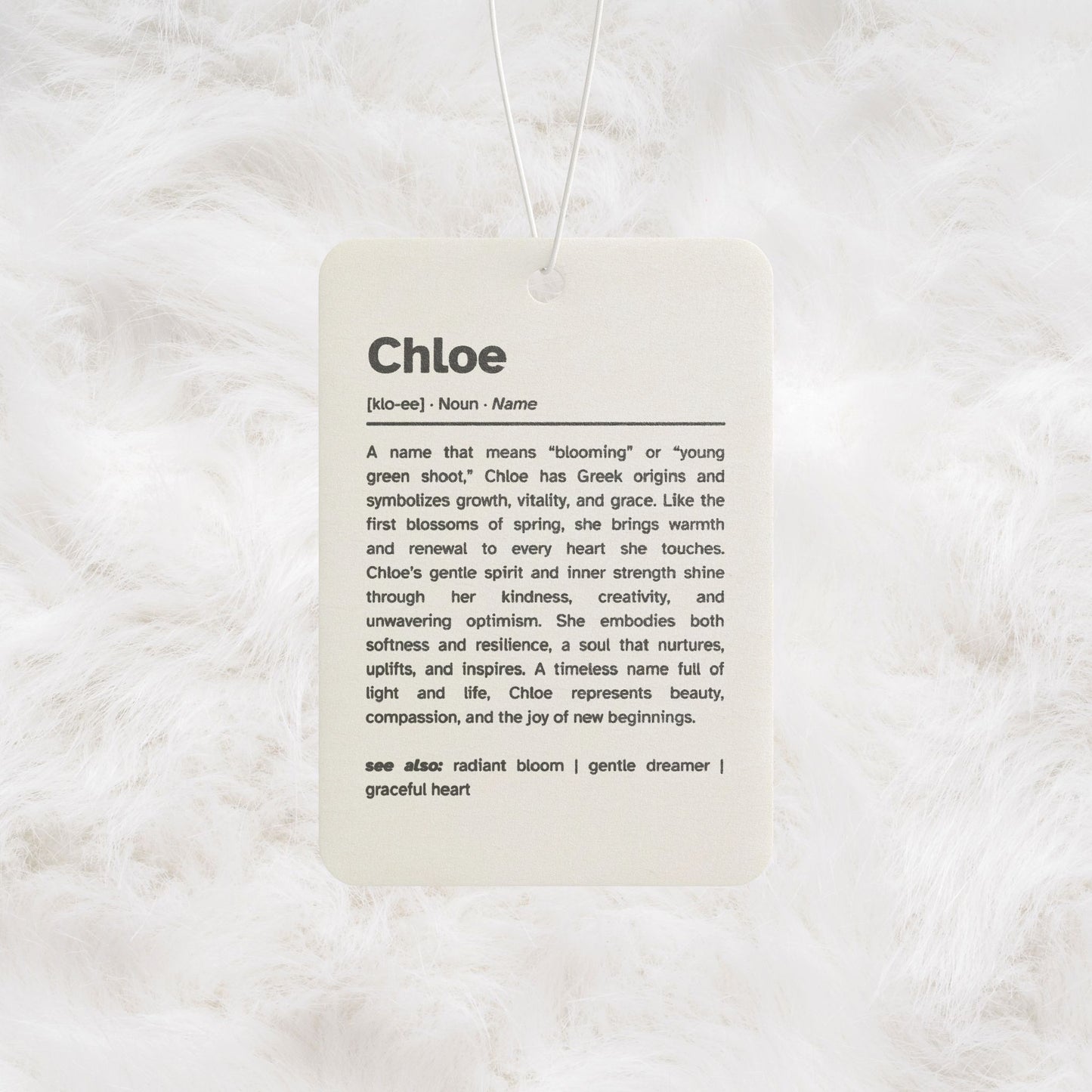 Chloe Name Meaning Car Air Freshener | Gift Ideas