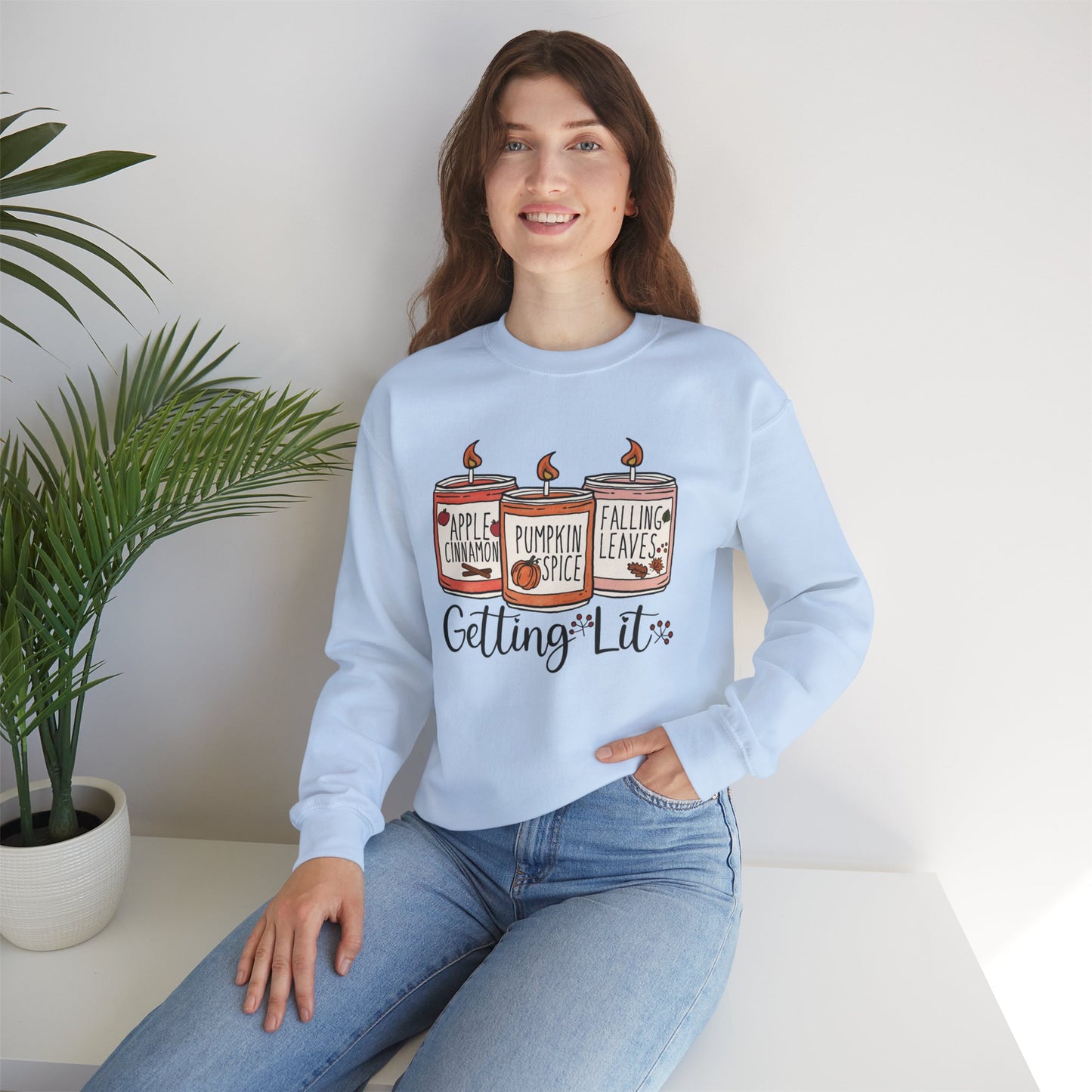 Halloween Candles Fall Season Vibe Unisex Heavy Blend™ Crewneck Sweatshirt