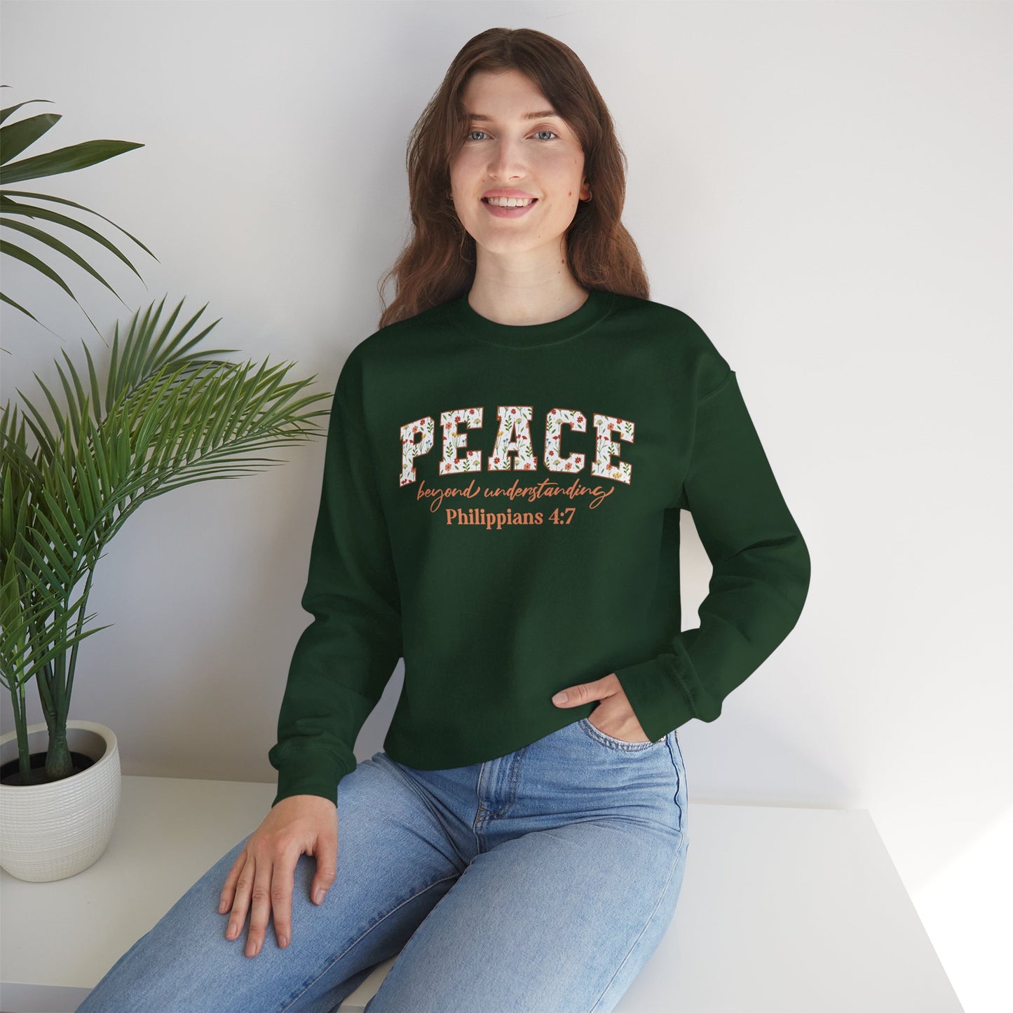 Peace Beyond Understanding Philippians 4:7 Bible Verse Christian Sweatshirt | Inspirational Crewneck Unisex Gift | Cozy Everyday Wear