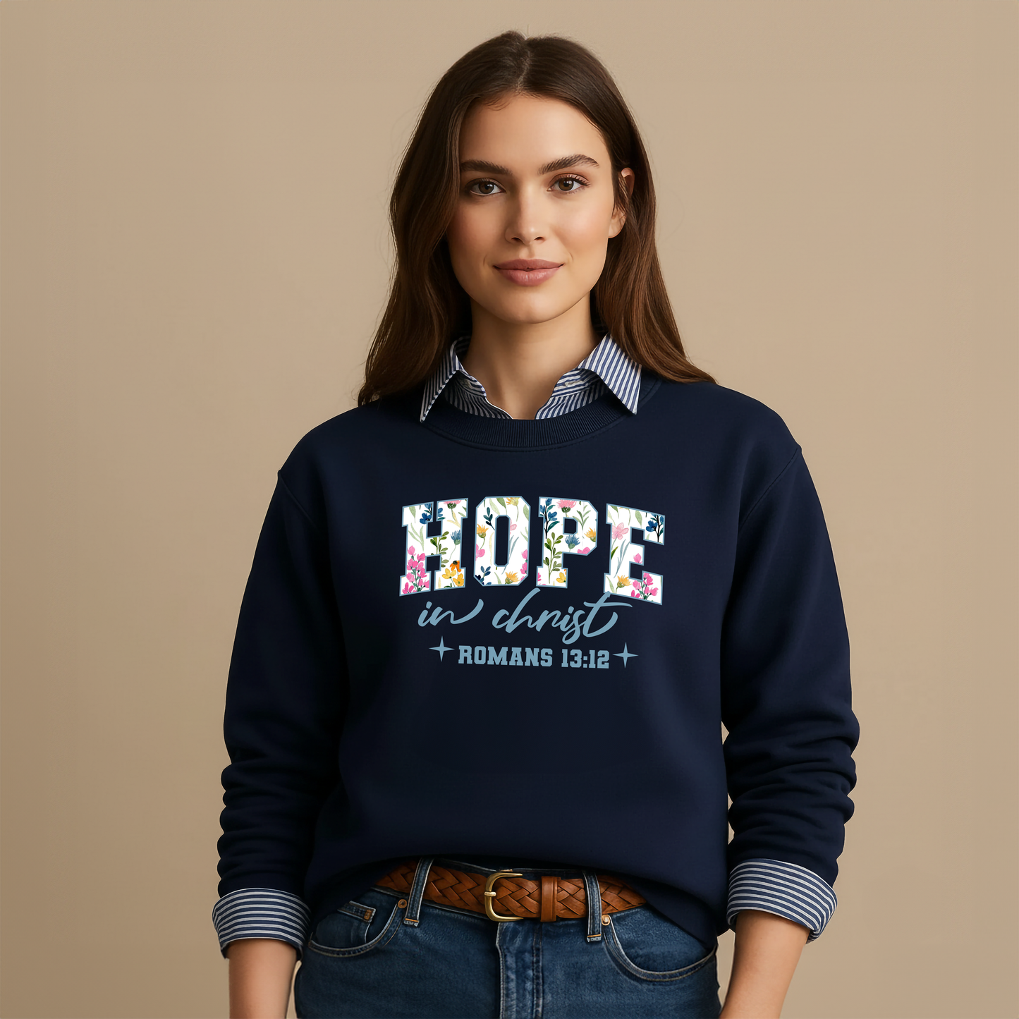Hope in Christ Romans 13:12 Bible Verse Christian Sweatshirt | Inspirational Crewneck Unisex Gift | Cozy Everyday Wear