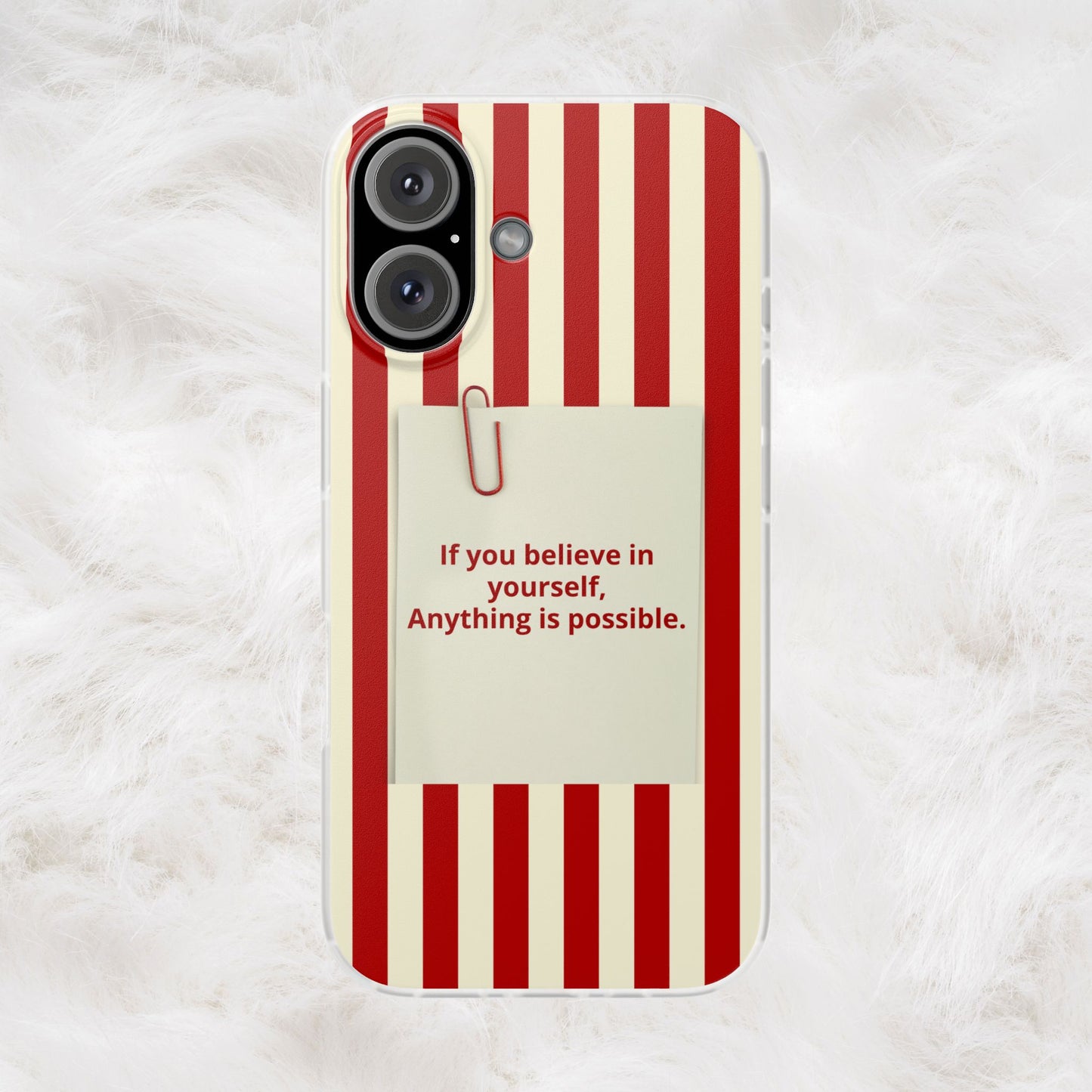 Personalized Custom Text Inspirational Striped Phone Case. “If you believe in yourself, Anything is possible.”