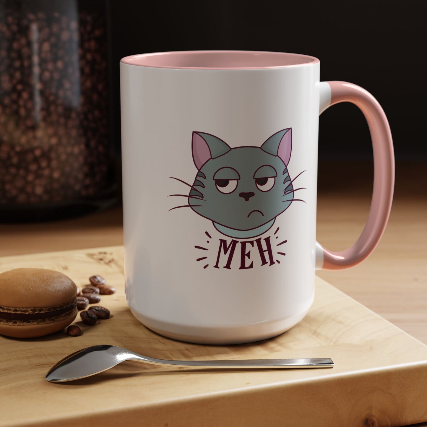 Cute Funny Meh Mug Meme Cat Coffee Tea Cup Hilarious Gift Idea