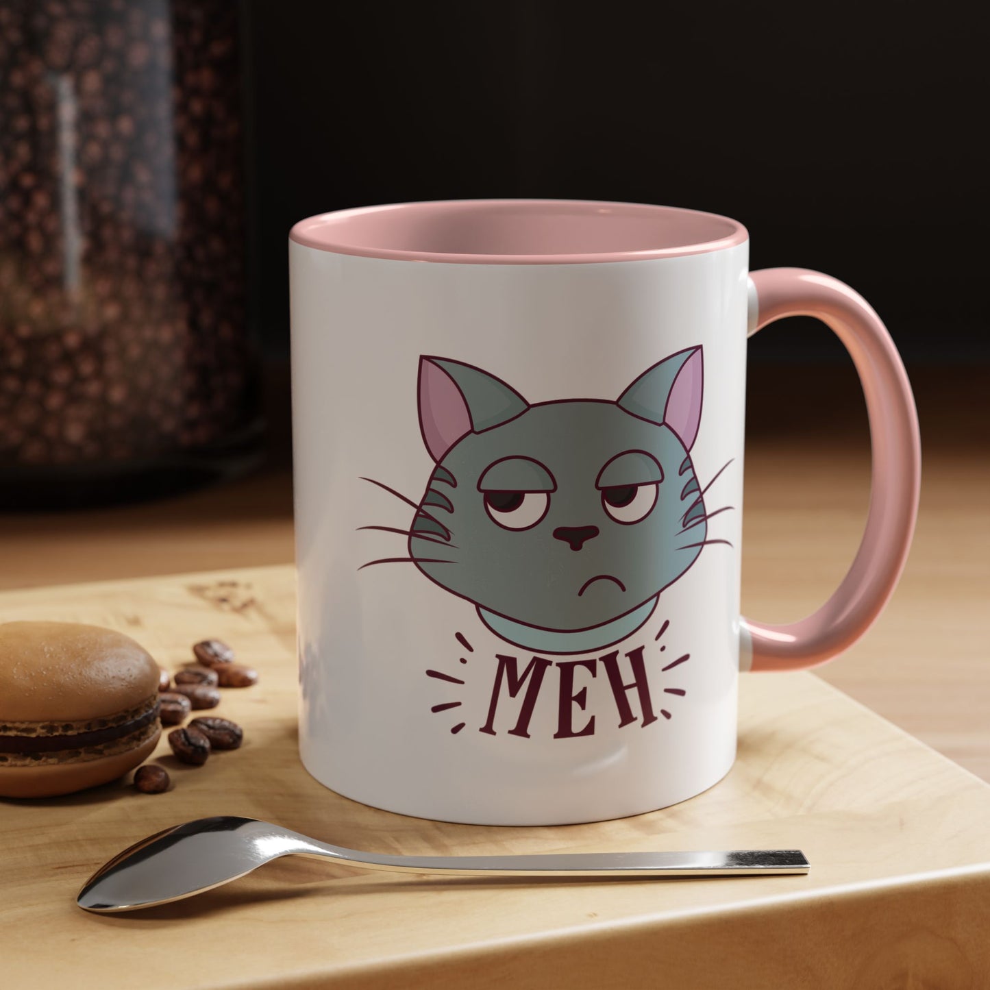 Cute Funny Meh Mug Meme Cat Coffee Tea Cup Hilarious Gift Idea