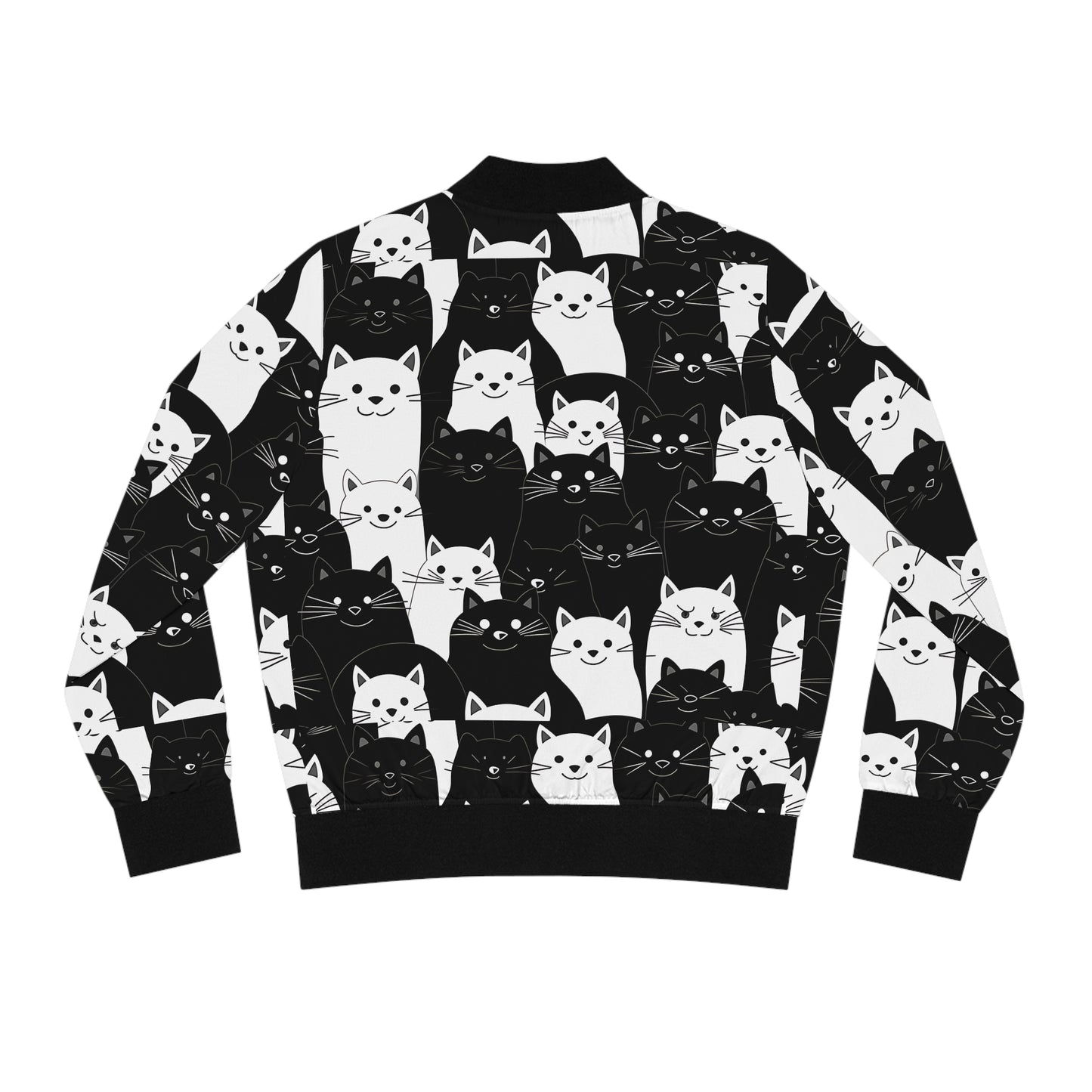Cute Black & White Cat Pattern Bomber Jacket | Pet Lovers Gift Idea