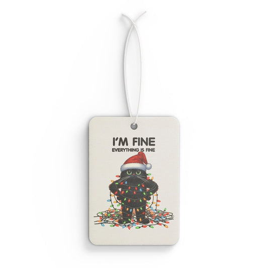 Funny Cat I'm Fine Everything's Fine Christmas Car Air Freshener Holiday Lights