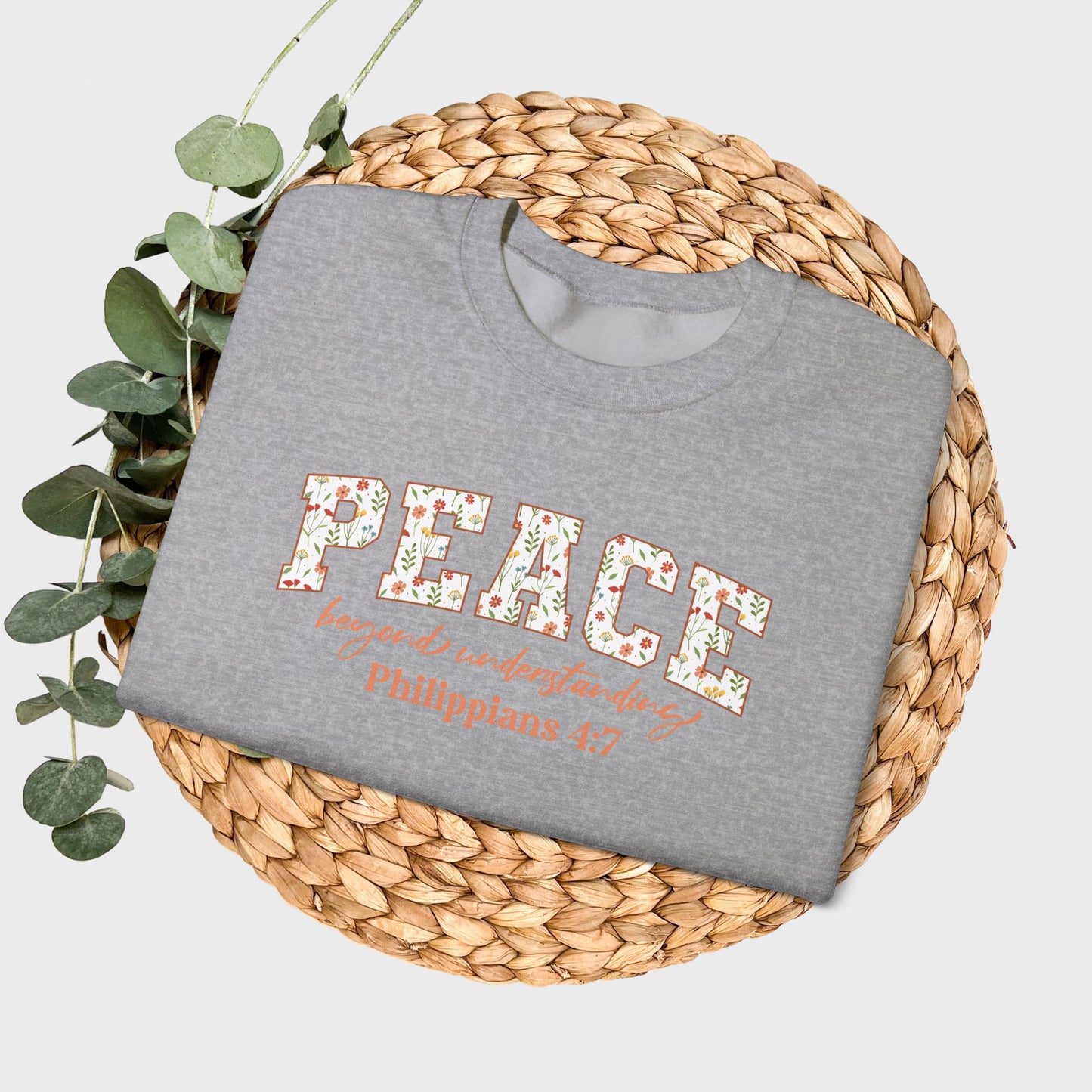 Peace Beyond Understanding Philippians 4:7 Bible Verse Christian Sweatshirt | Inspirational Crewneck Unisex Gift | Cozy Everyday Wear