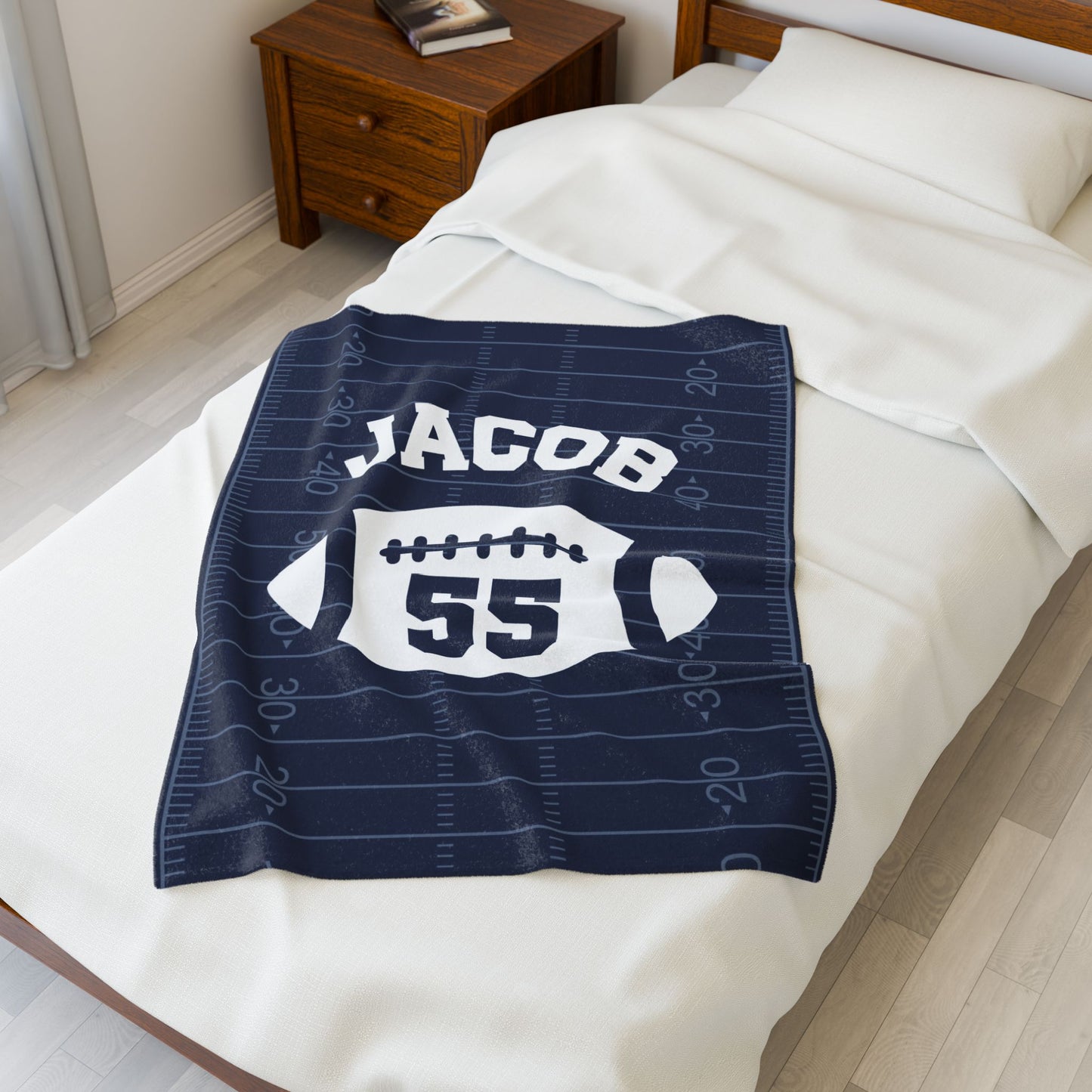Personalized Name and Number Sport Football Velveteen Plush Blanket