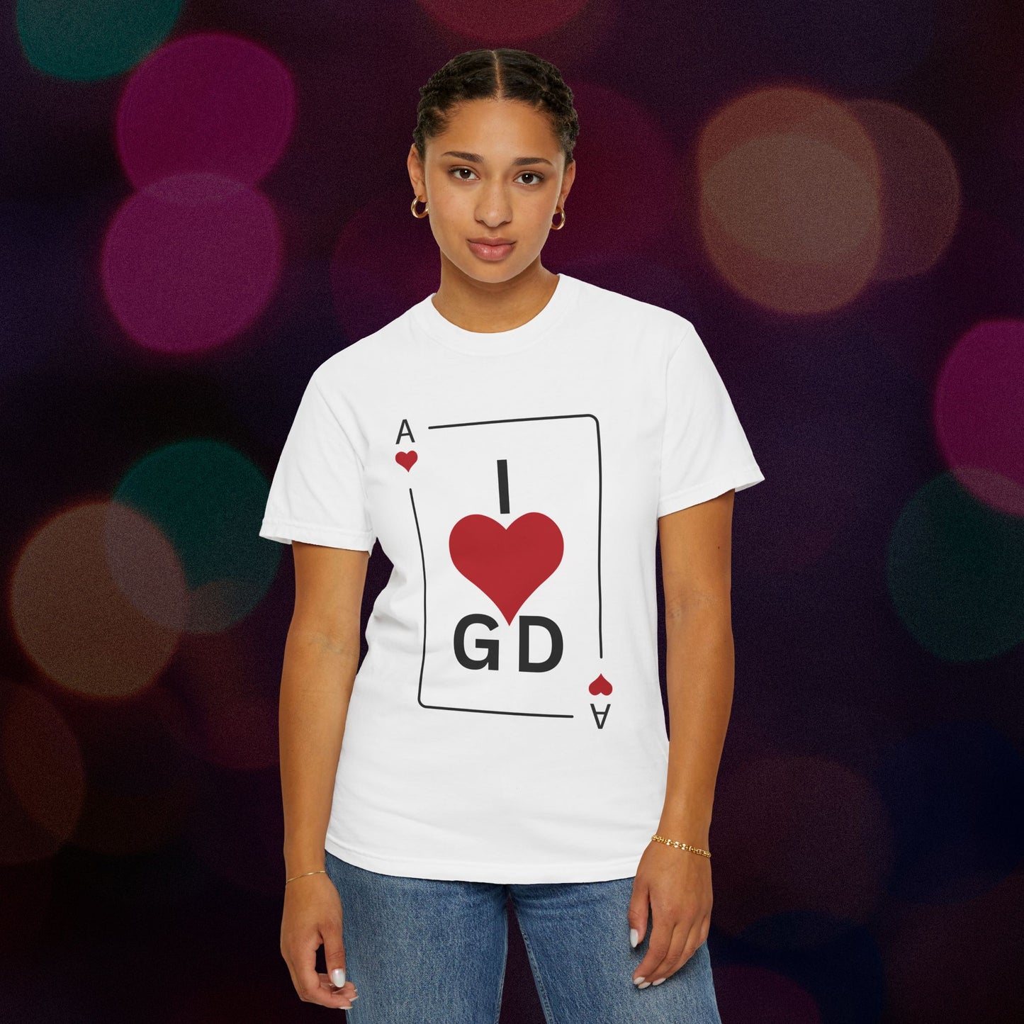 I Love GD Fans - Ace of Heart Garment-dyed Cotton T-Shirt | Birthday Christmas Festival Concert Gift Idea