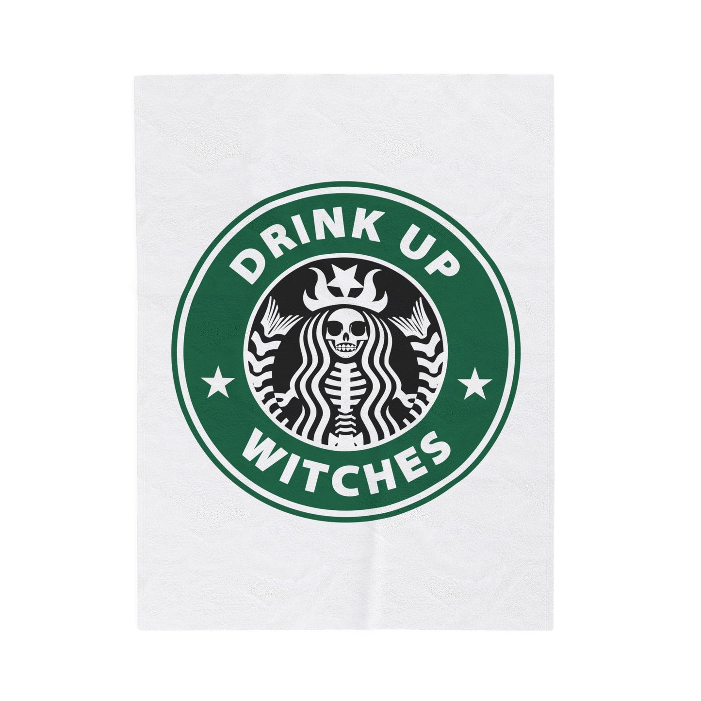 Funny Cozy Sofa Velveteen Plush Blanket Drink up Witches Skeleton Starbucks Fan