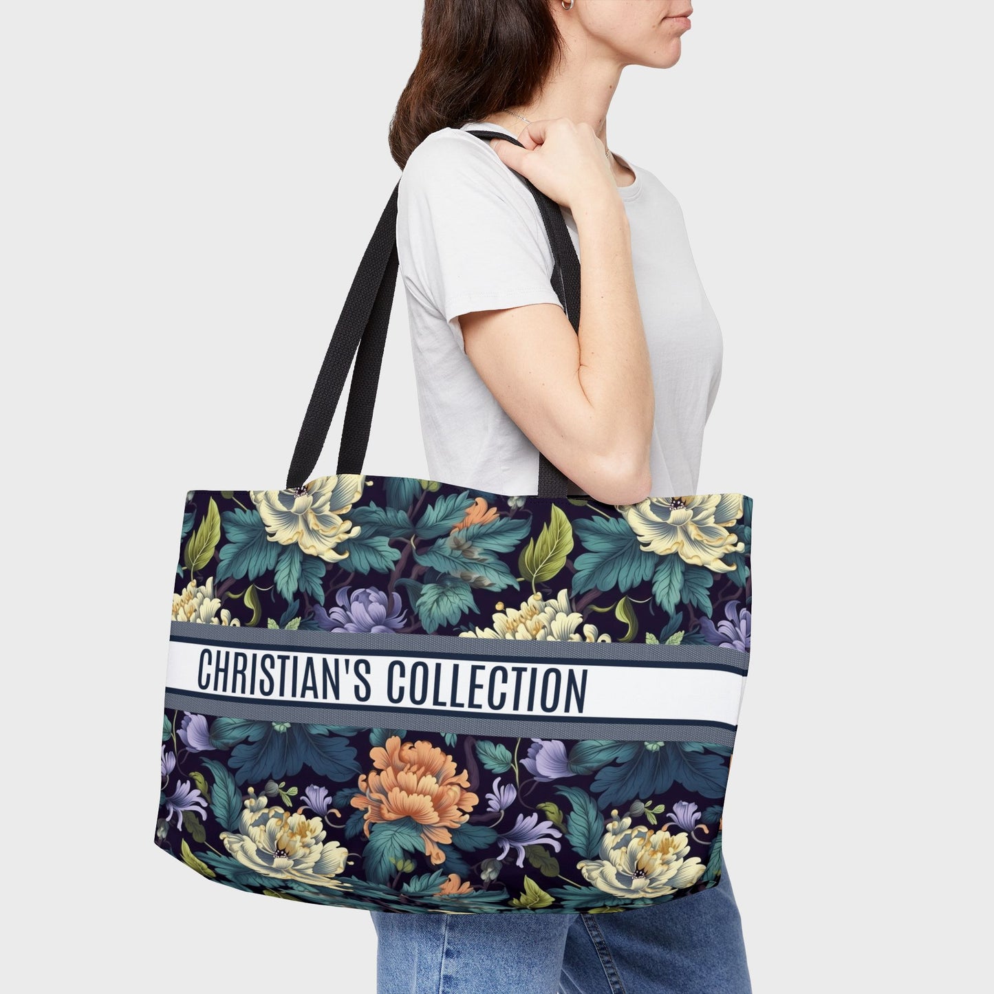 Personalized Weekender Bag | Toile De Jouy Seamless Vintage Floral Art | Travel Birthday Anniversary Christmas Gift Ideas Bridesmaids Gifts