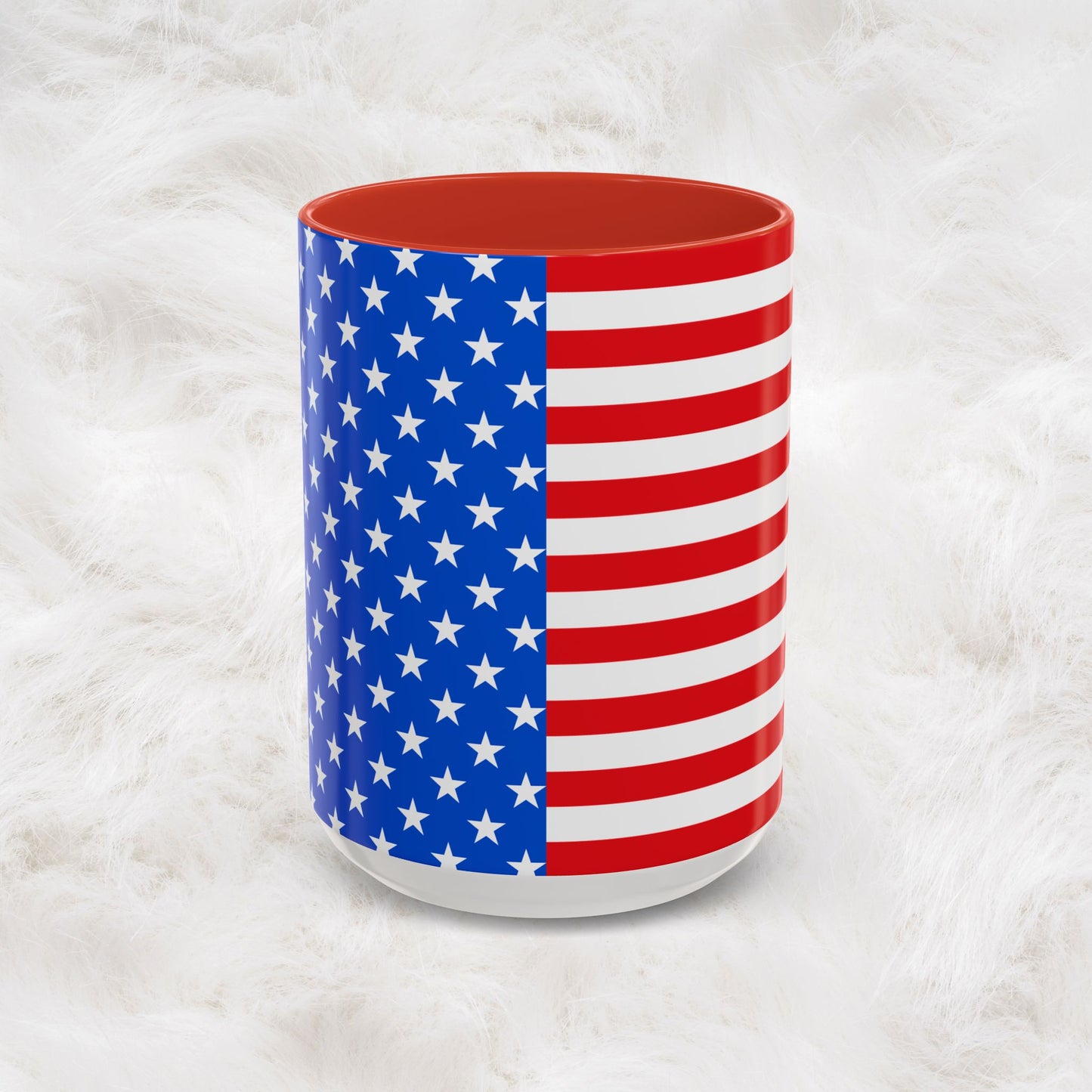 American Stars and Stripes USA Flag Accent Mug | Trending July 4th Gift Idea Coffee Tea Cup