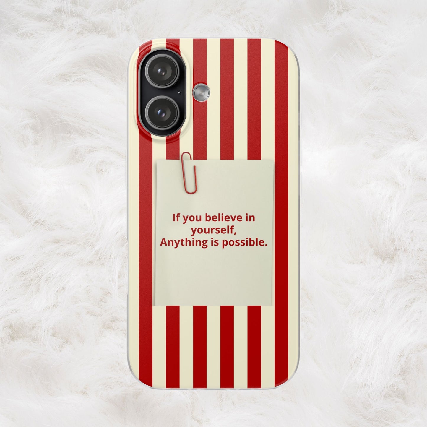 Personalized Custom Text Inspirational Striped Phone Case. “If you believe in yourself, Anything is possible.”