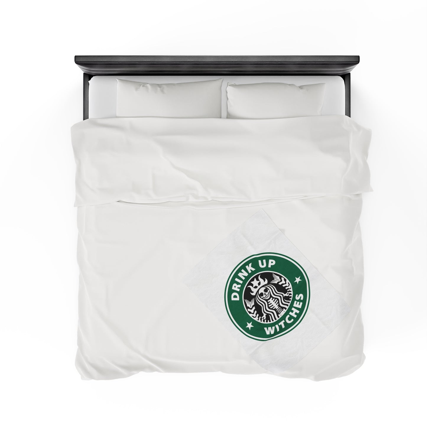 Funny Cozy Sofa Velveteen Plush Blanket Drink up Witches Skeleton Starbucks Fan