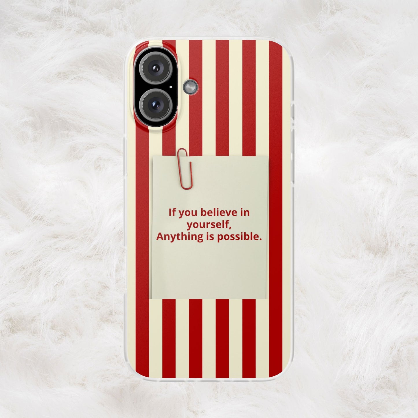 Personalized Custom Text Inspirational Striped Phone Case. “If you believe in yourself, Anything is possible.”