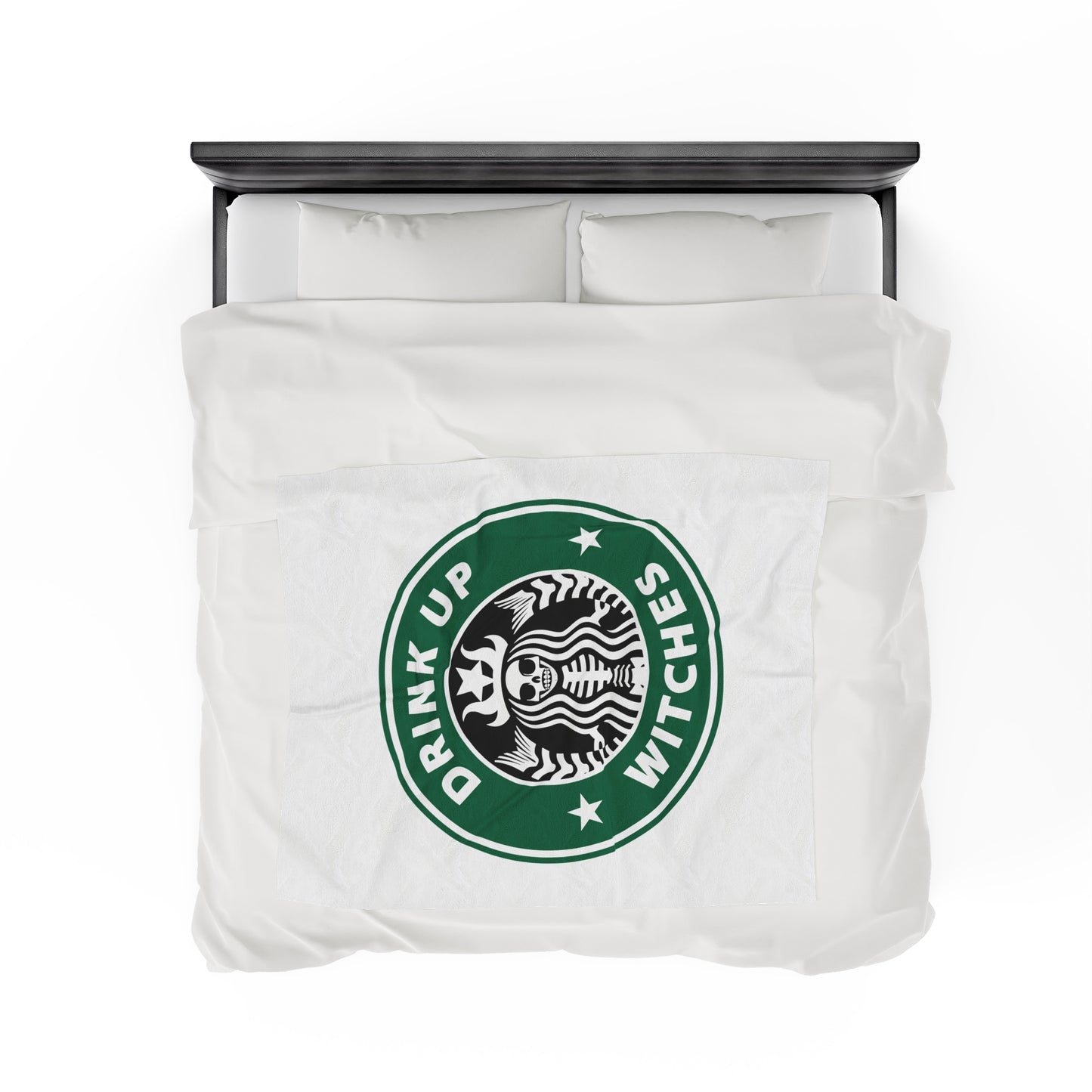 Funny Cozy Sofa Velveteen Plush Blanket Drink up Witches Skeleton Starbucks Fan