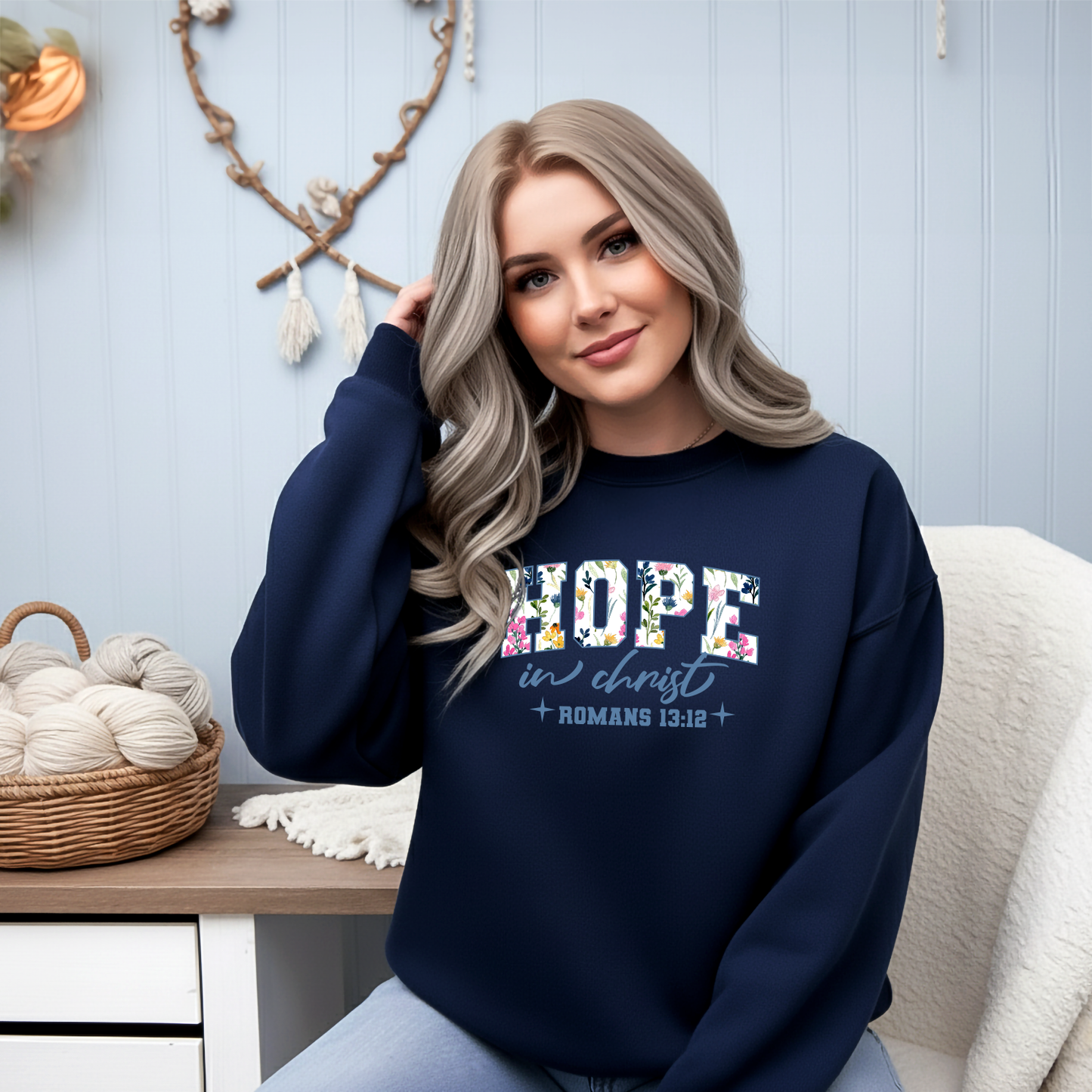 Hope in Christ Romans 13:12 Bible Verse Christian Sweatshirt | Inspirational Crewneck Unisex Gift | Cozy Everyday Wear
