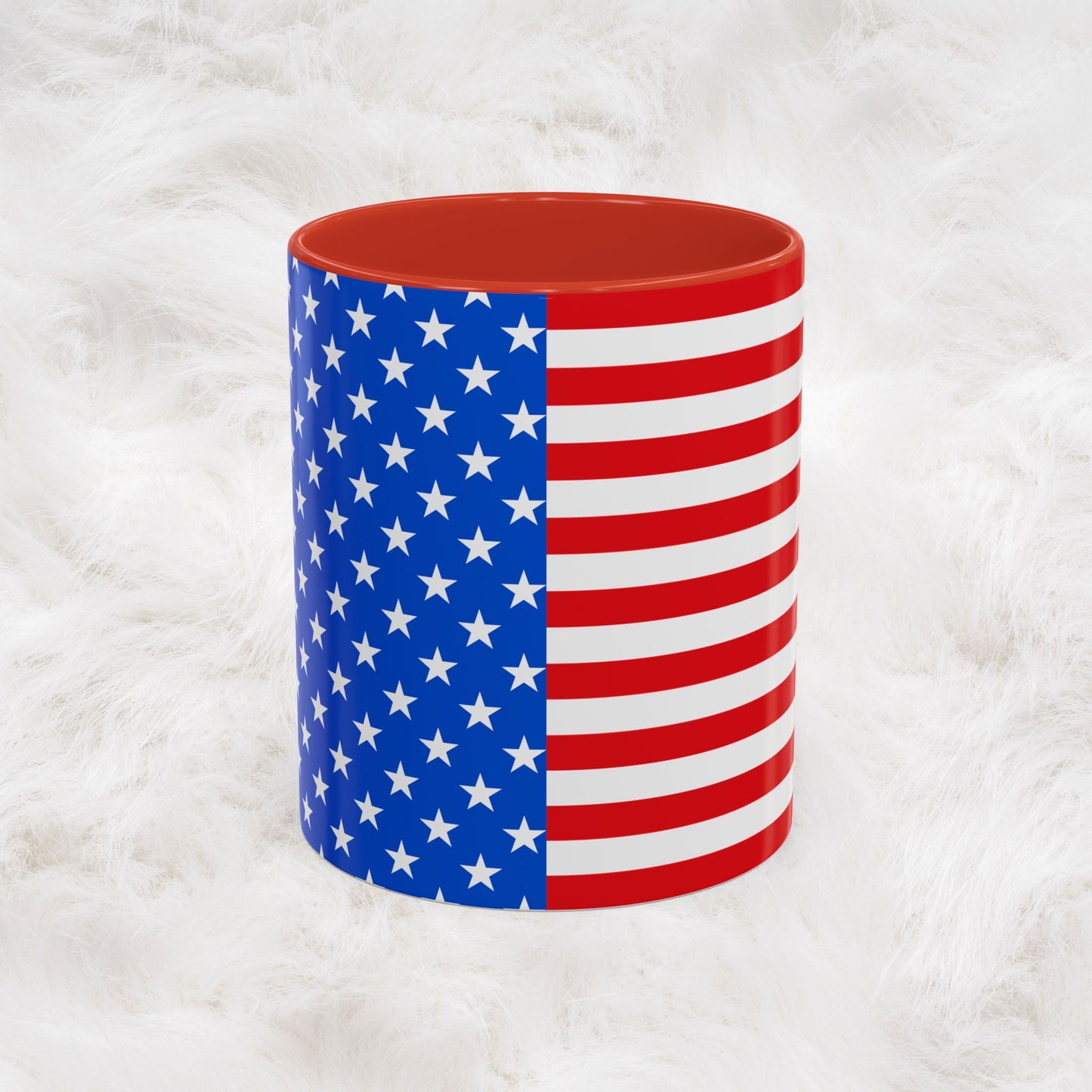 American Stars and Stripes USA Flag Accent Mug | Trending July 4th Gift Idea Coffee Tea Cup