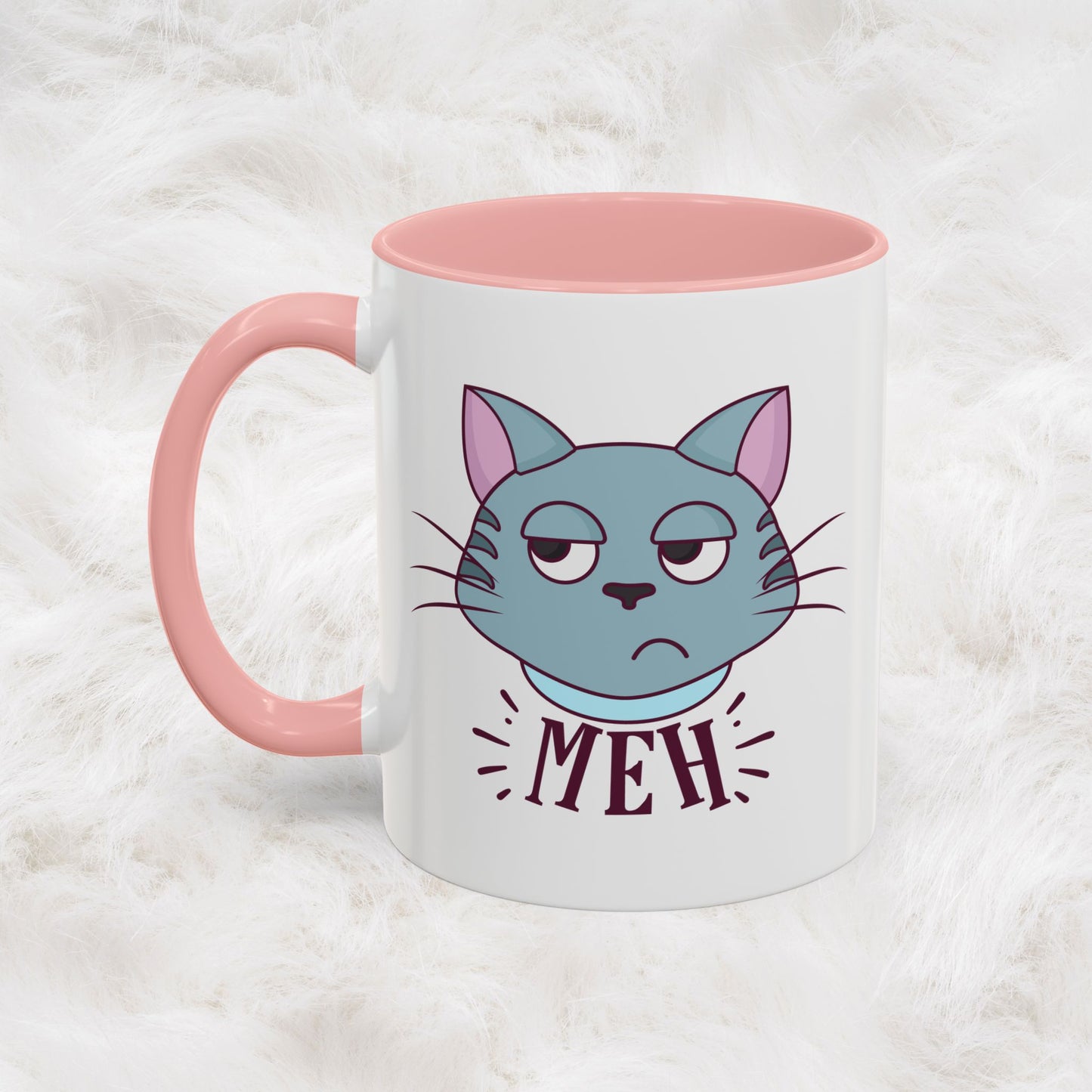 Cute Funny Meh Mug Meme Cat Coffee Tea Cup Hilarious Gift Idea