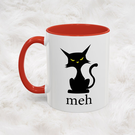 Cute Funny Meh Cat Mug Meme Hilarious Gift Idea Coffee Tea Cup