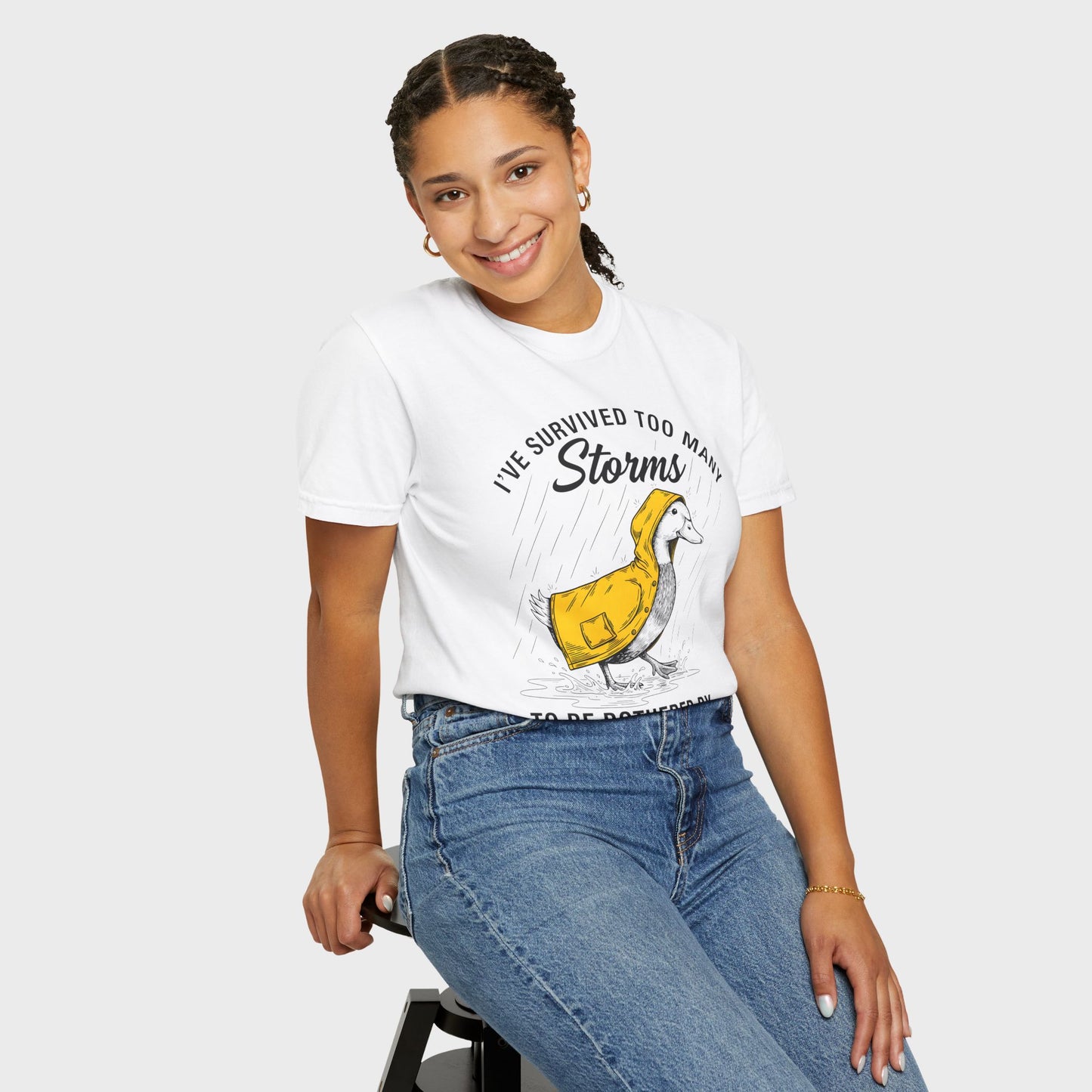 Funny Storm-Proof Goose Duck Unisex T-Shirt | I’ve Survived Too Many Storms to Be Bothered by Raindrops