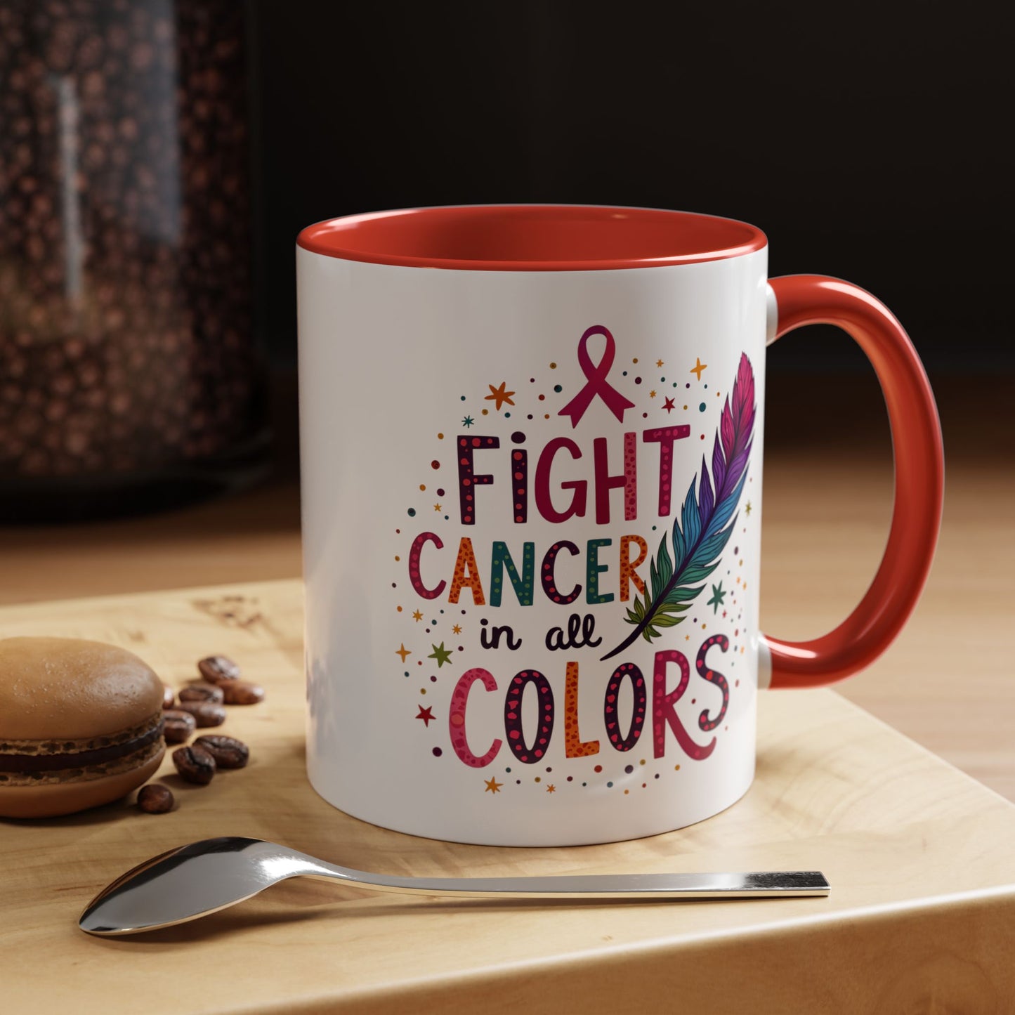 “Fight Cancer in All Colors” Mug | Inspirational Souvenir Coffee & Tea Cup Gift Idea
