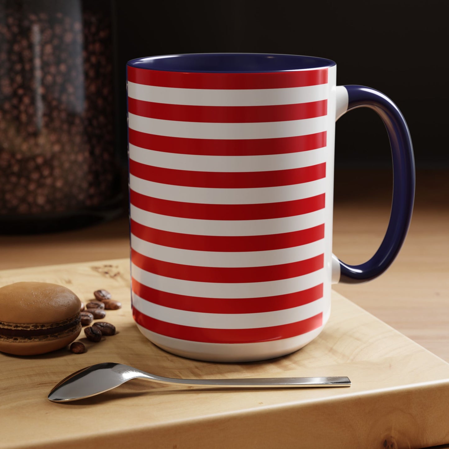 American Stars and Stripes USA Flag Accent Mug | Trending July 4th Gift Idea Coffee Tea Cup