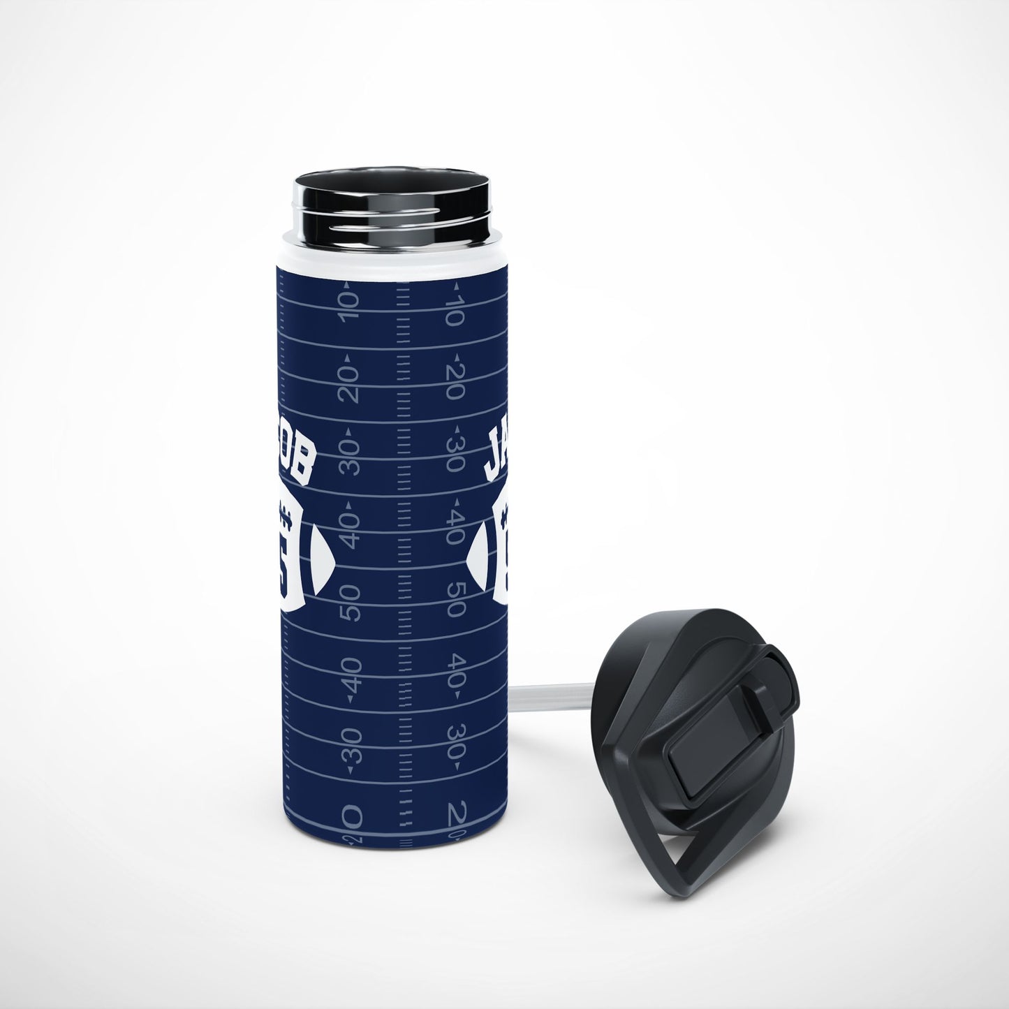 Personalized Name and Number Sport Football Stainless Steel Bottle Tumbler Gift Idea