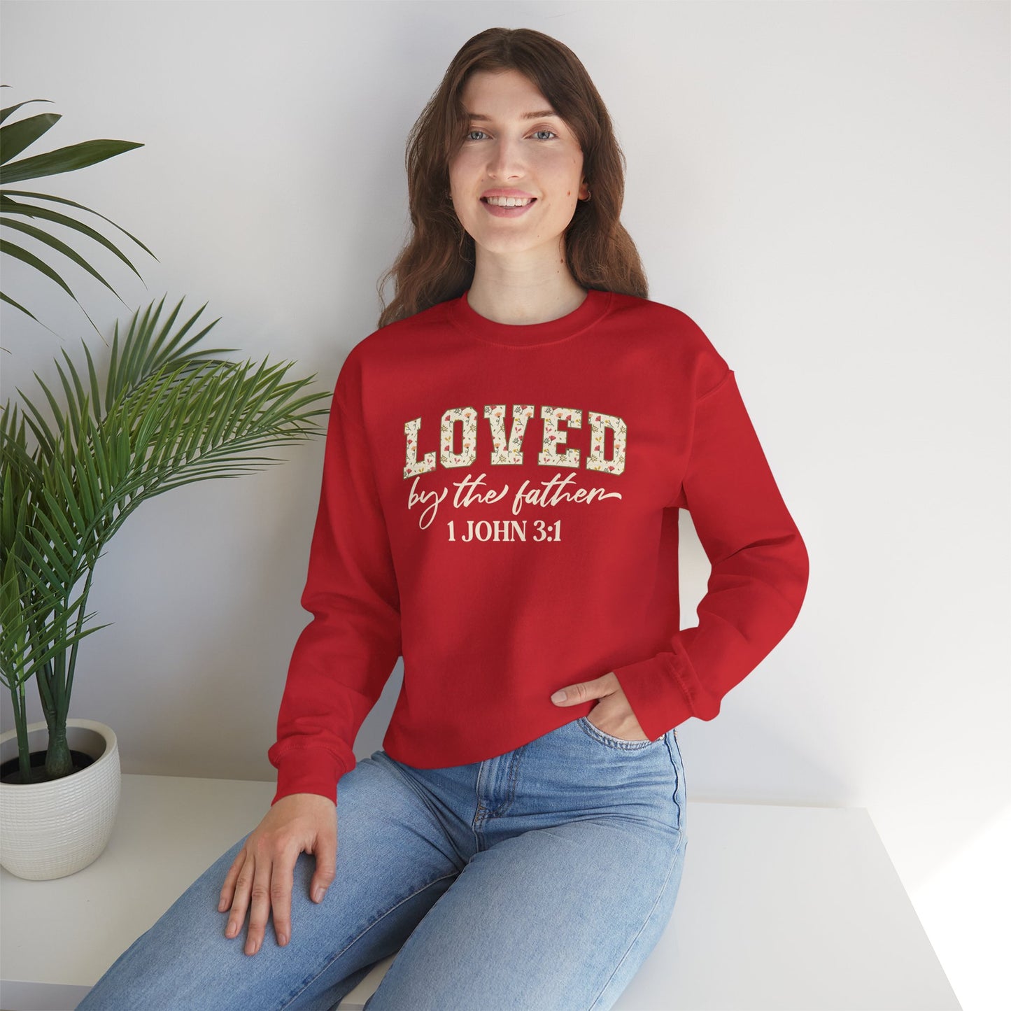 Loved by the Father 1 John 3:1 Bible Verse Christian Sweatshirt | Inspirational Crewneck Unisex Gift | Cozy Everyday Wear