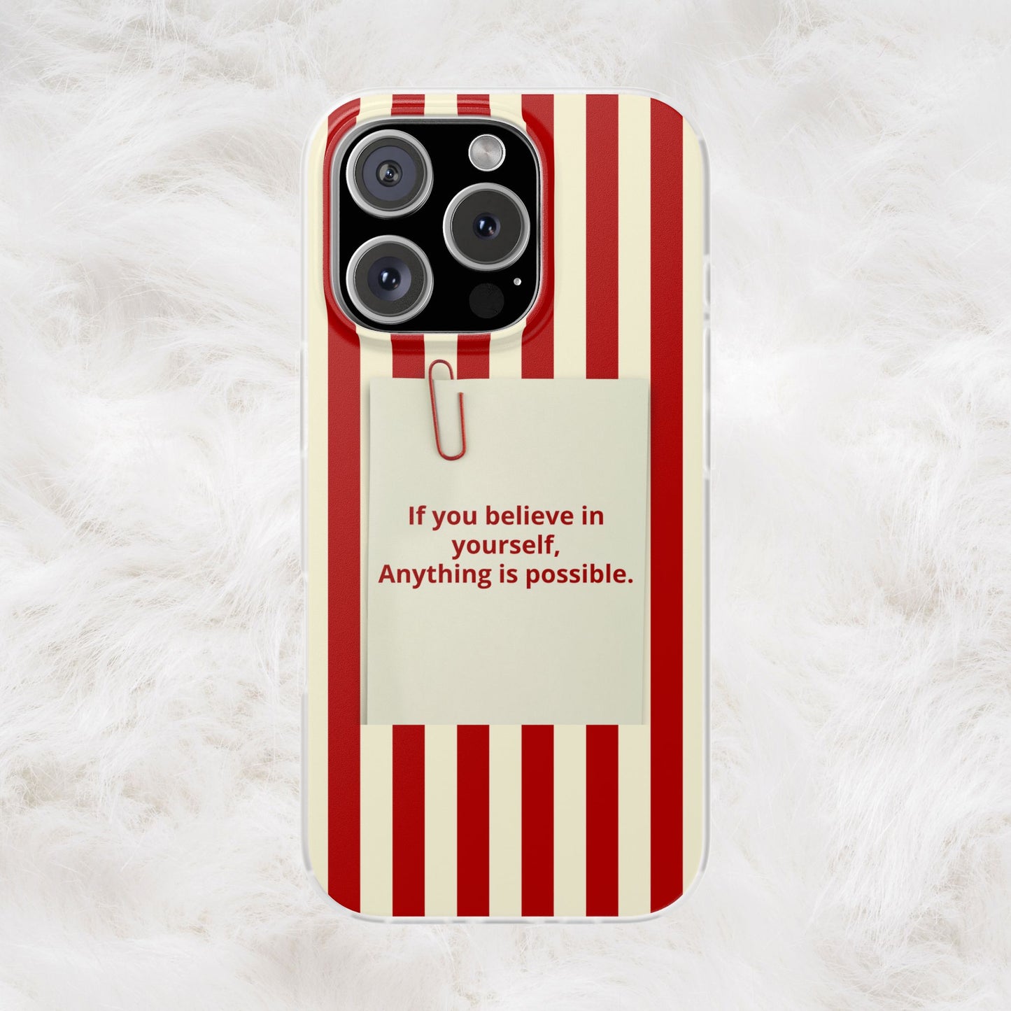 Personalized Custom Text Inspirational Striped Phone Case. “If you believe in yourself, Anything is possible.”