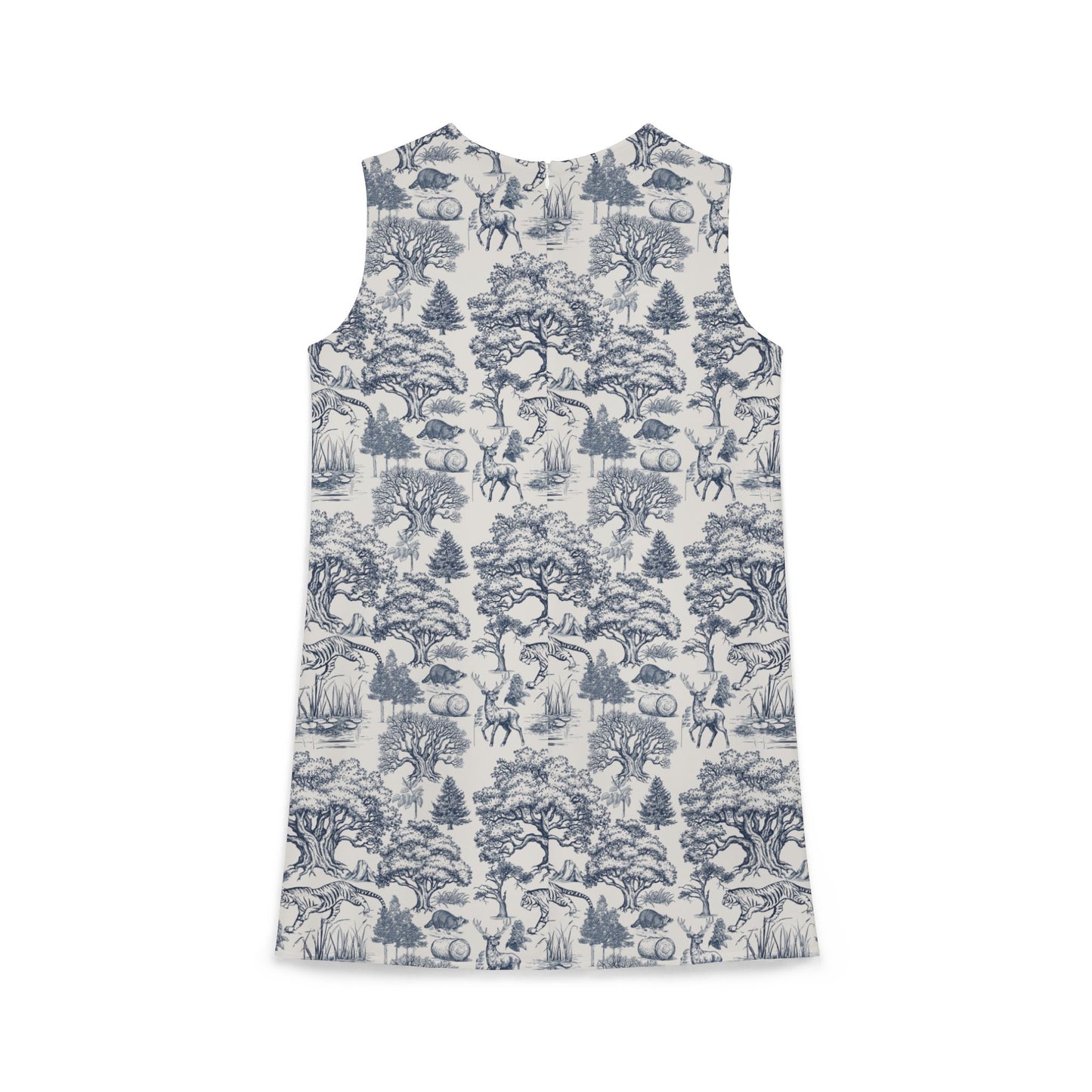Luxury Toile De Jouy Seamless Nature Landscape Pattern A-line Sleeveless Dress Version IA