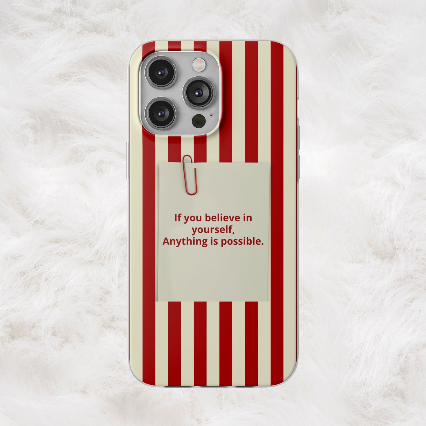 Personalized Custom Text Inspirational Striped Phone Case. “If you believe in yourself, Anything is possible.”