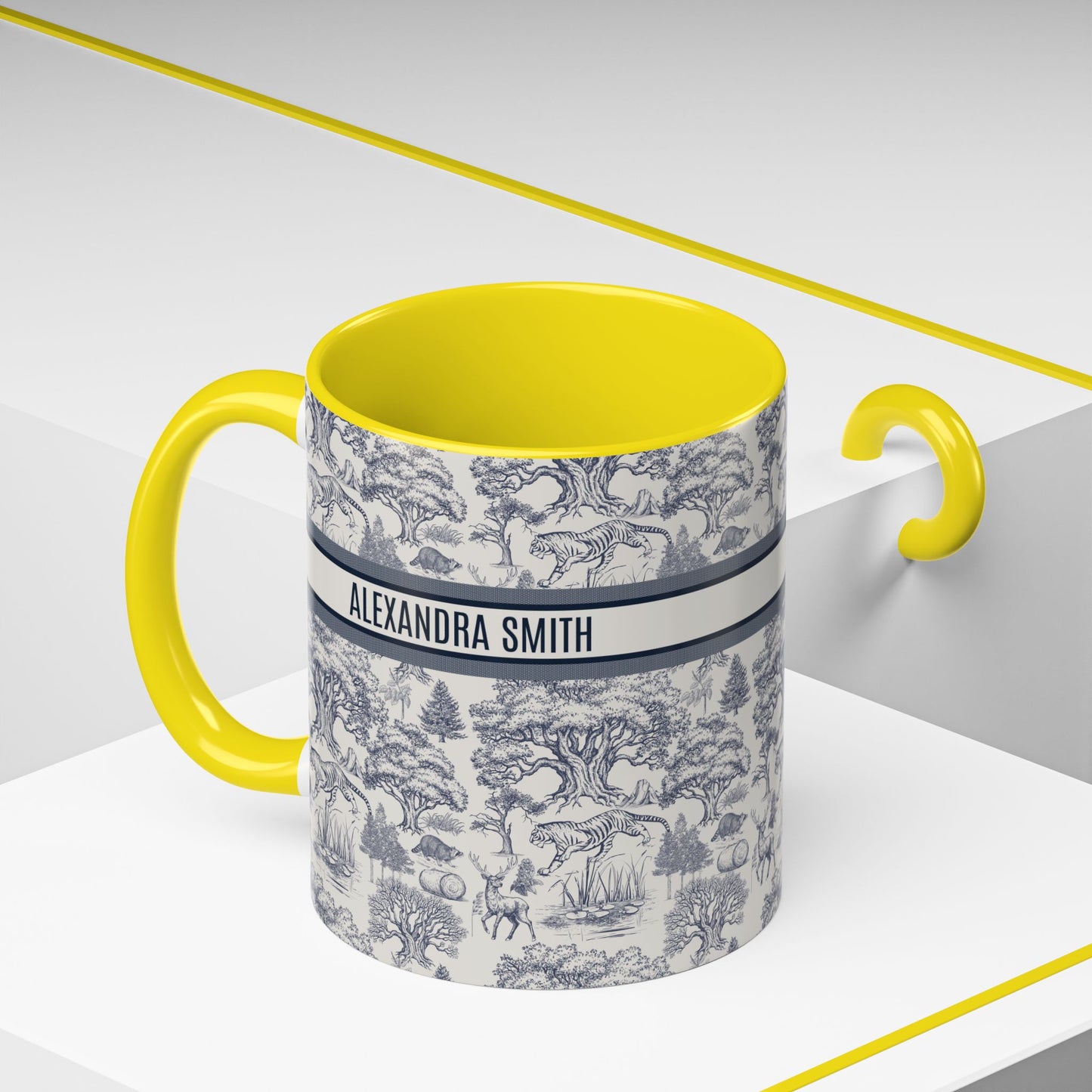 Personalized Name Luxury Vintage Toile De Jouy French Nature Landscape Seamless Pattern Fashion Art Mug Version 2 Christmas Birthday Anniversary Gifts