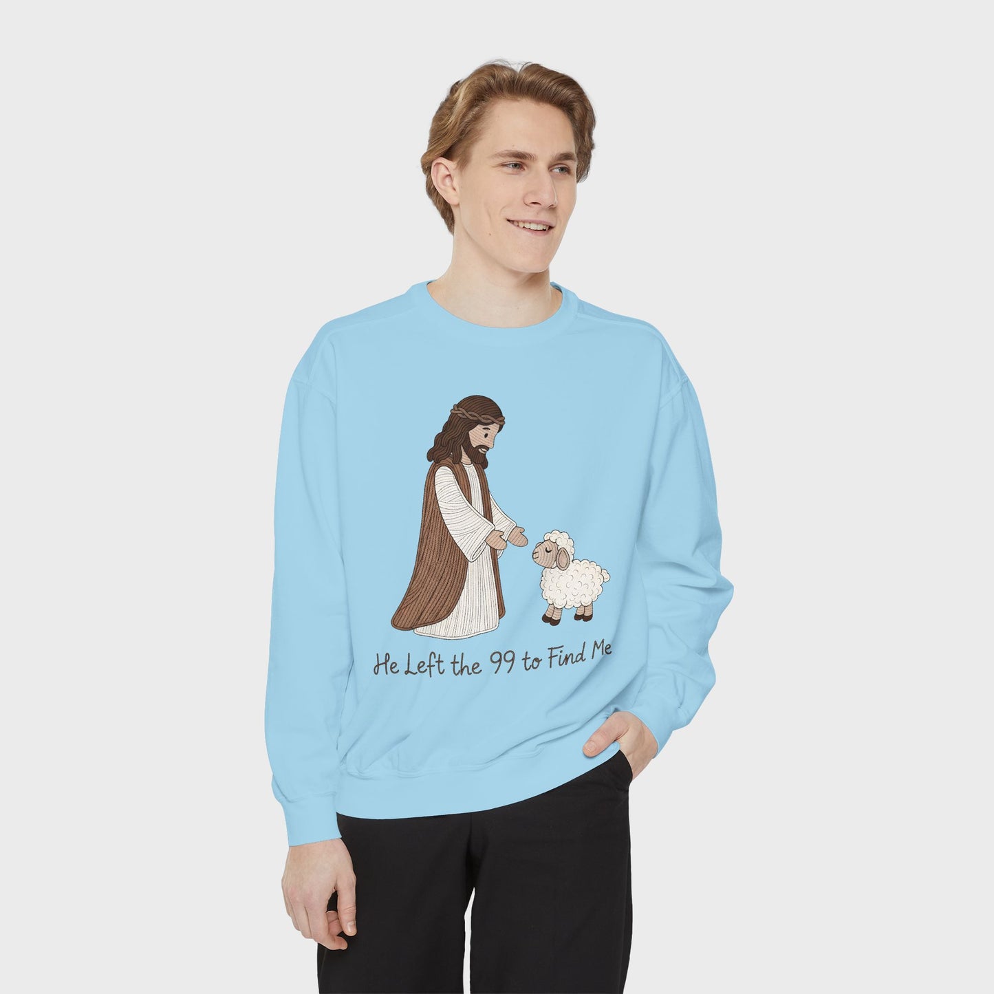 Christian Unisex Sweatshirt "He Left the 99 to Find Me" Shepherd & Lamb Crewneck