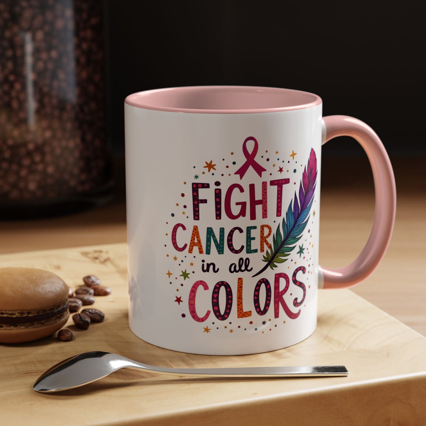“Fight Cancer in All Colors” Mug | Inspirational Souvenir Coffee & Tea Cup Gift Idea