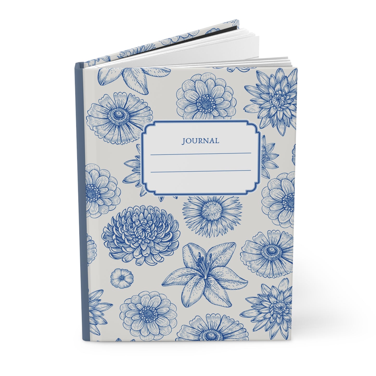 Vintage Blue Floral Hardcover Notebook Journal