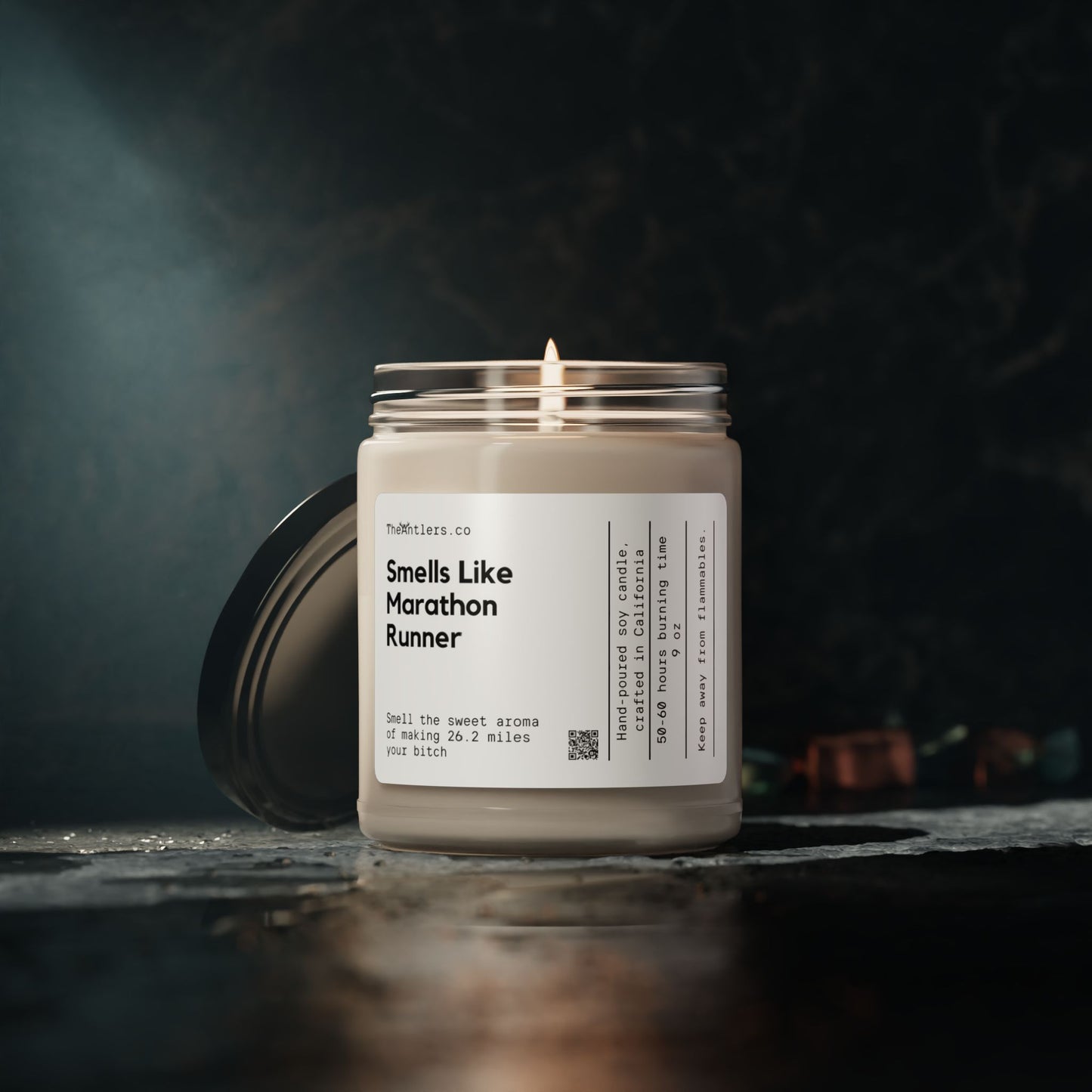 Smells Like Marathon Runner Soy Wax Candle, Decoration Gift Idea, Eco Friendly 9oz. Candle