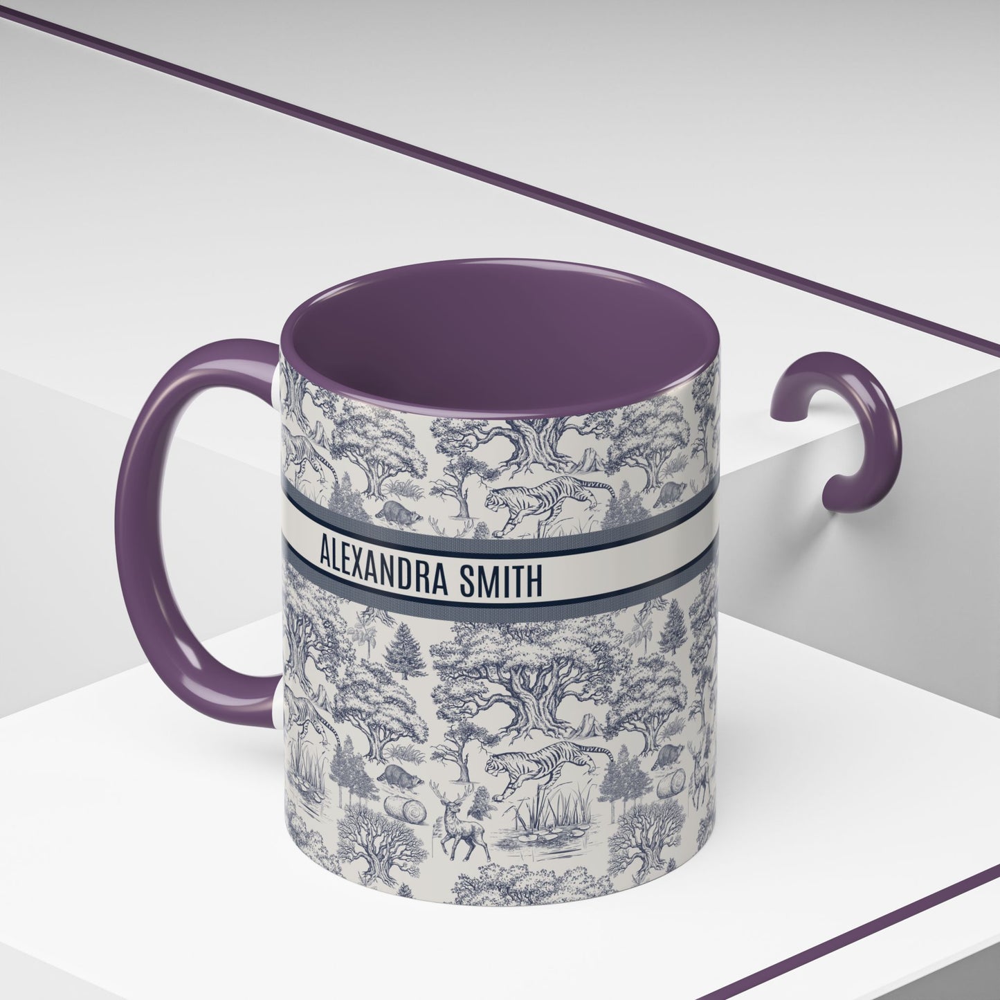 Personalized Name Luxury Vintage Toile De Jouy French Nature Landscape Seamless Pattern Fashion Art Mug Version 2 Christmas Birthday Anniversary Gifts