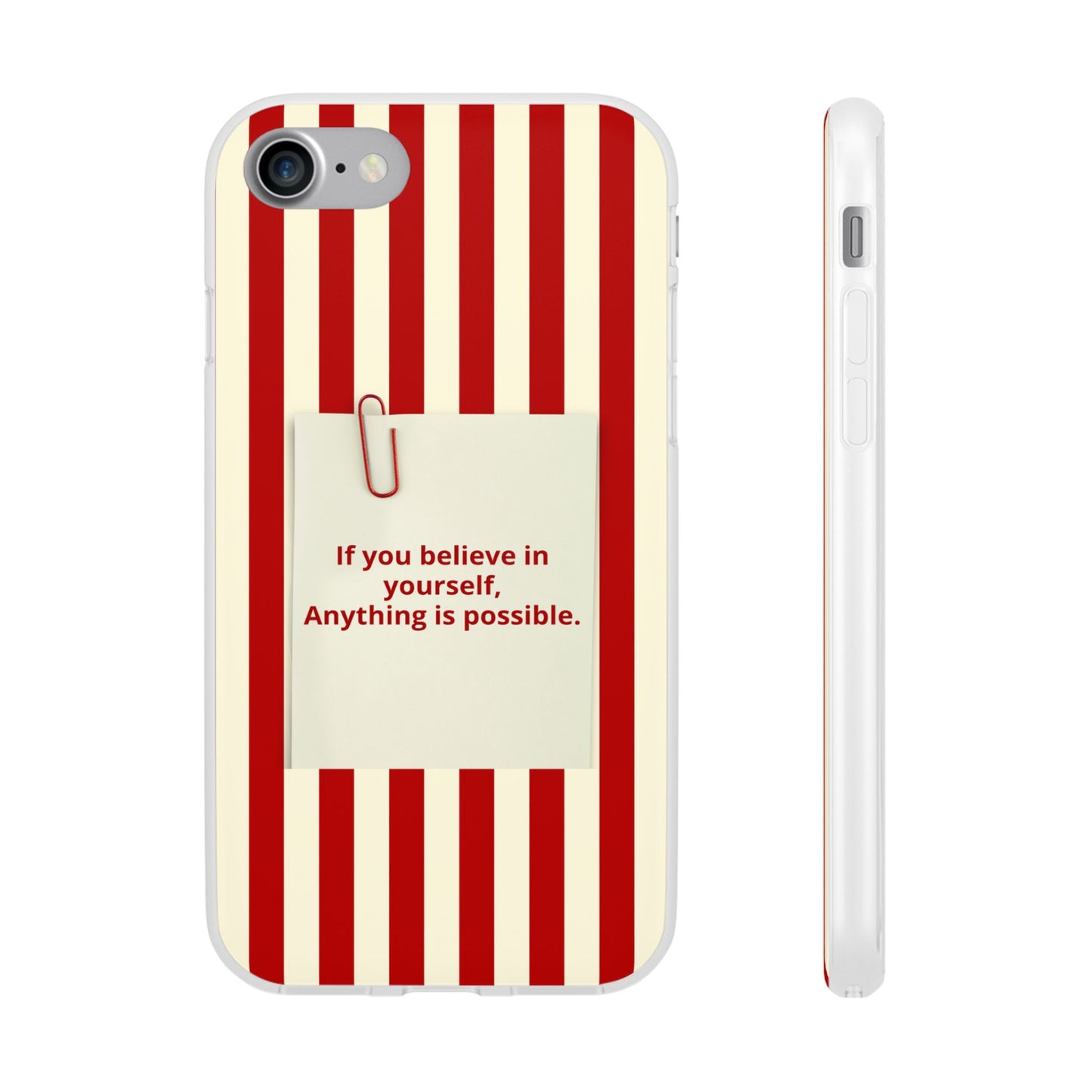 Personalized Custom Text Inspirational Striped Phone Case. “If you believe in yourself, Anything is possible.”