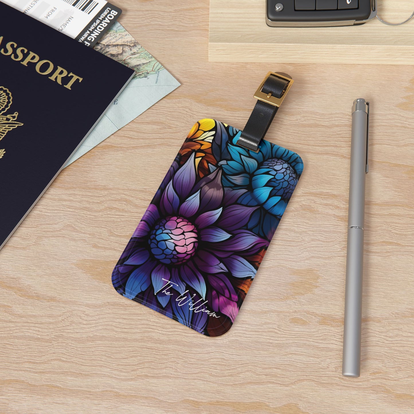 Personalized Custom Name Travel ID Floral Sunflowers Art Luggage Tag | Vacation Birthday Christmas Gift