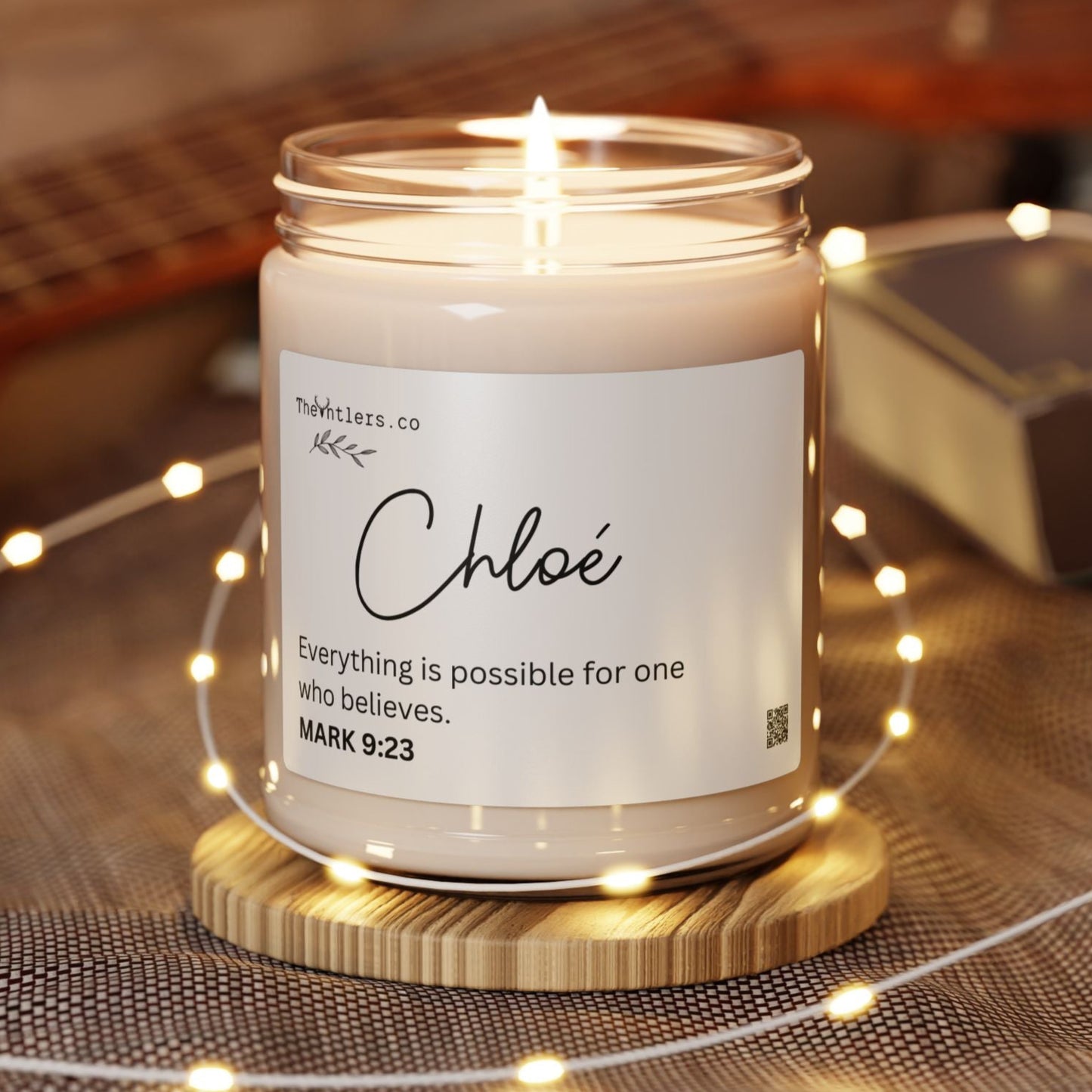 Personalized Name & Scripture Soy Wax Candle, Decoration Gift Idea, Eco Friendly 9oz. Mark 9:23. Inspiration Mental Healing